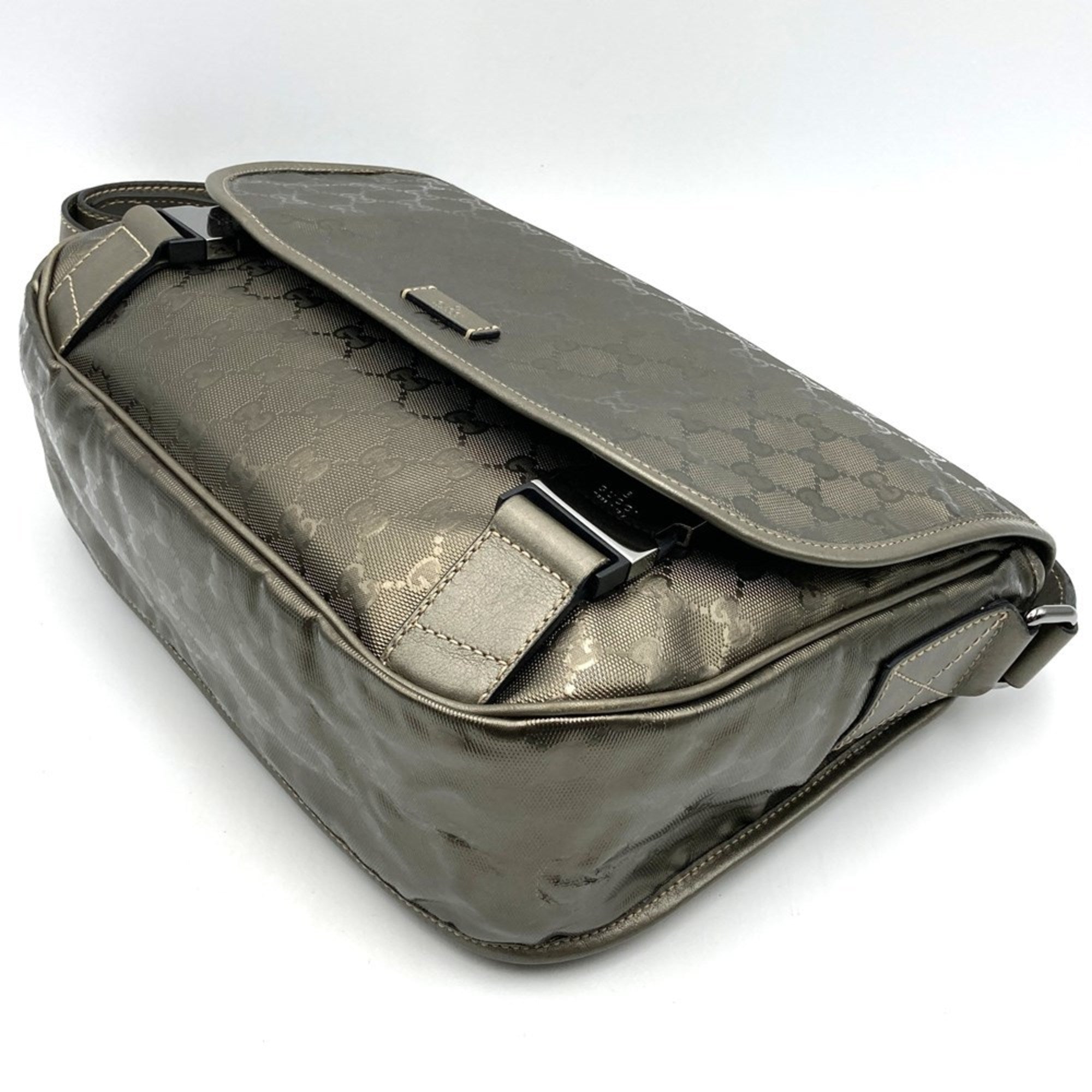 Gucci Gg Imprimé Brown Metallic Gg Imprimé Shoulder Bag (Pre-Owned)