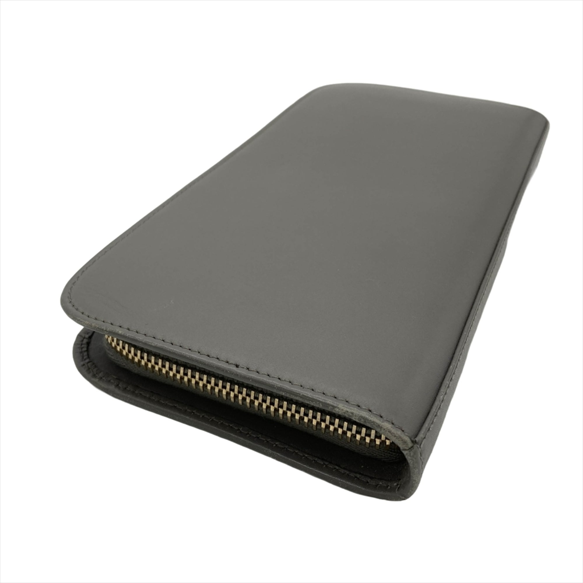Saint Laurent Gray Leather Long Wallet (Bi-Fold) (Pre-Owned)