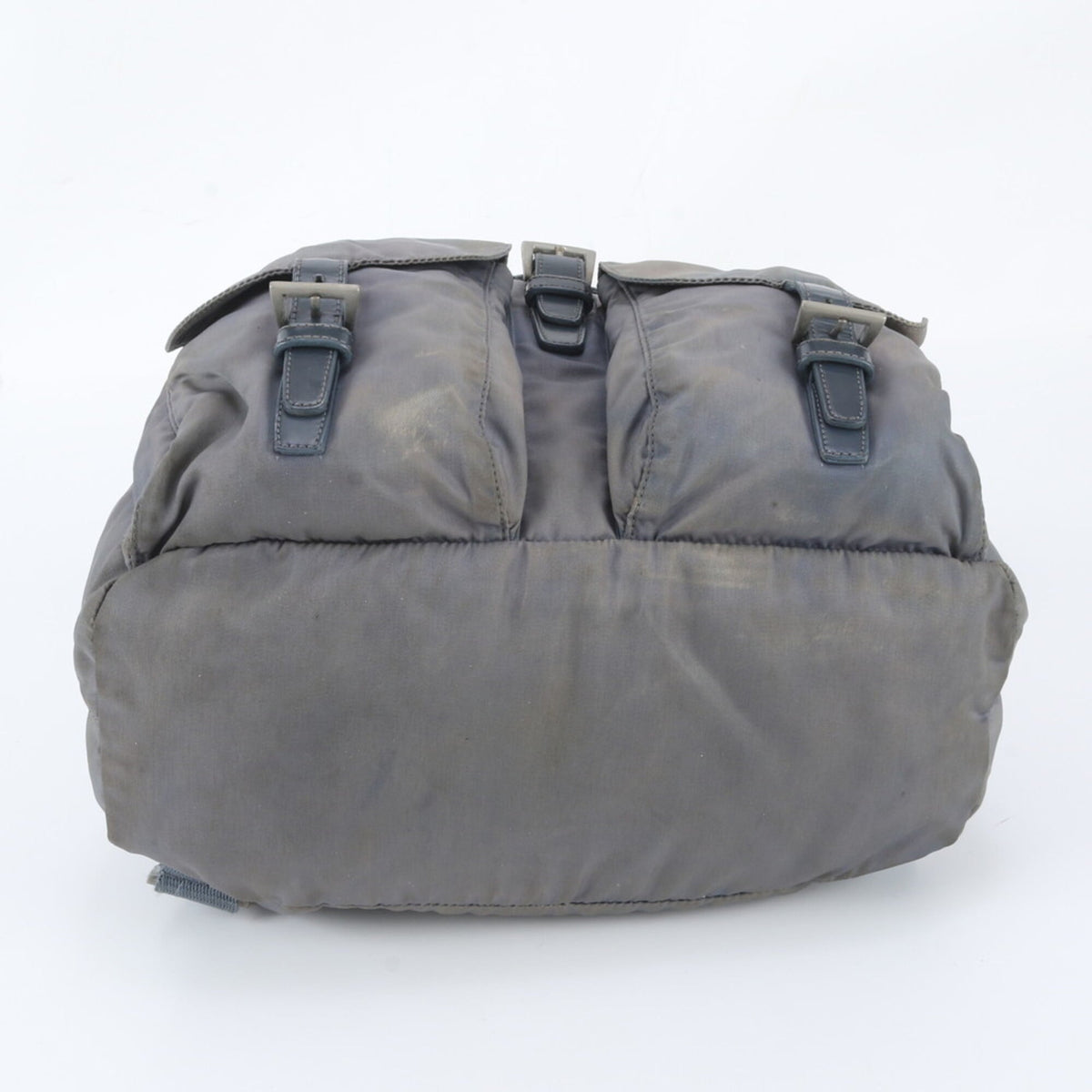 Prada Gray Leather Nylon Backpack (Pre-Owned)