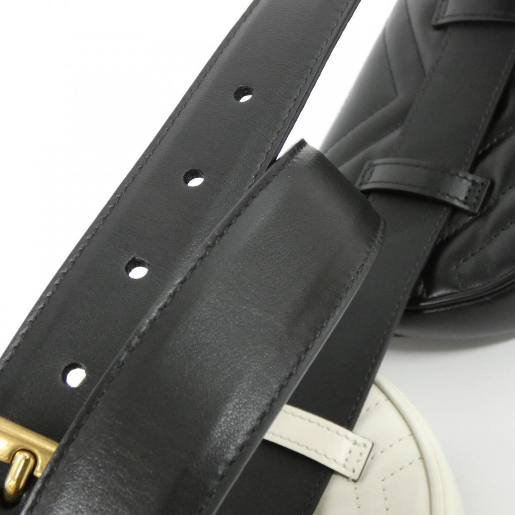 Gucci Gg Marmont Black White Leather Fanny Pack (Pre-Owned)