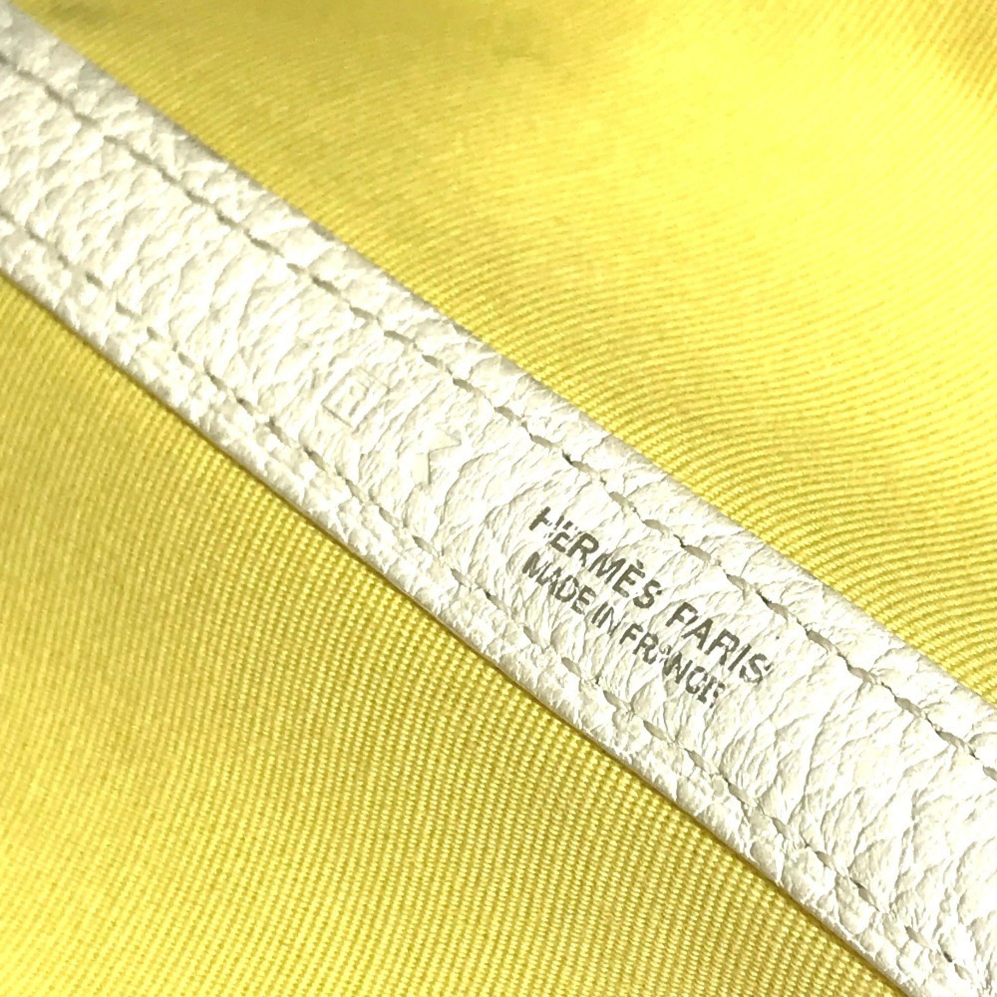 Hermes White Yellow Toile H Handbag Tote Bag (Pre-Owned)