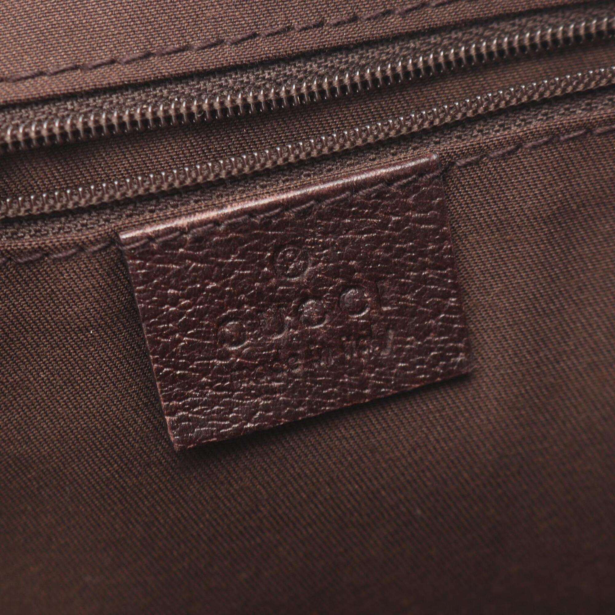 Gucci Beige Brown Canvas Leather Handbag Shoulder Bag (Pre-Owned)