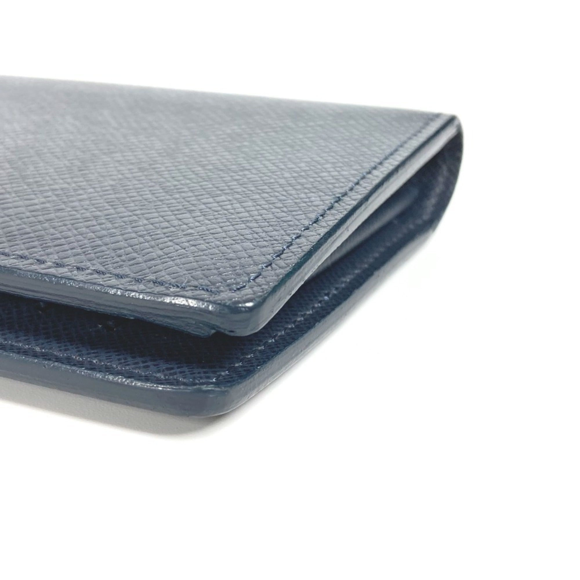 Louis Vuitton Navy Blue Taiga Leather Long Wallet (Bi-Fold) (Pre-Owned)