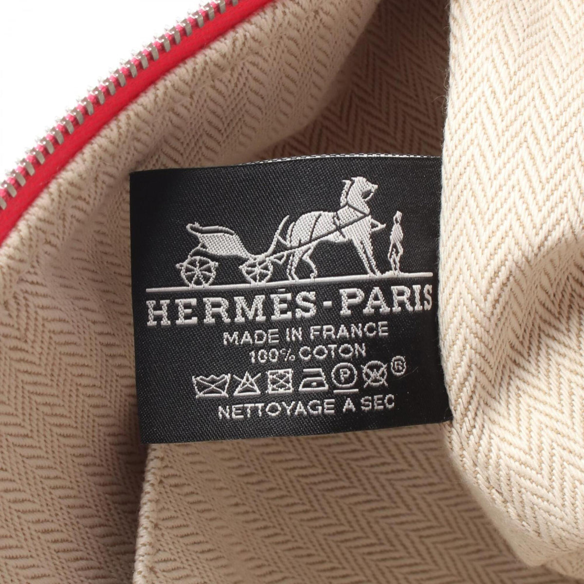 Hermes Bordeaux Orange Pink Canvas Handbag (Pre-Owned)