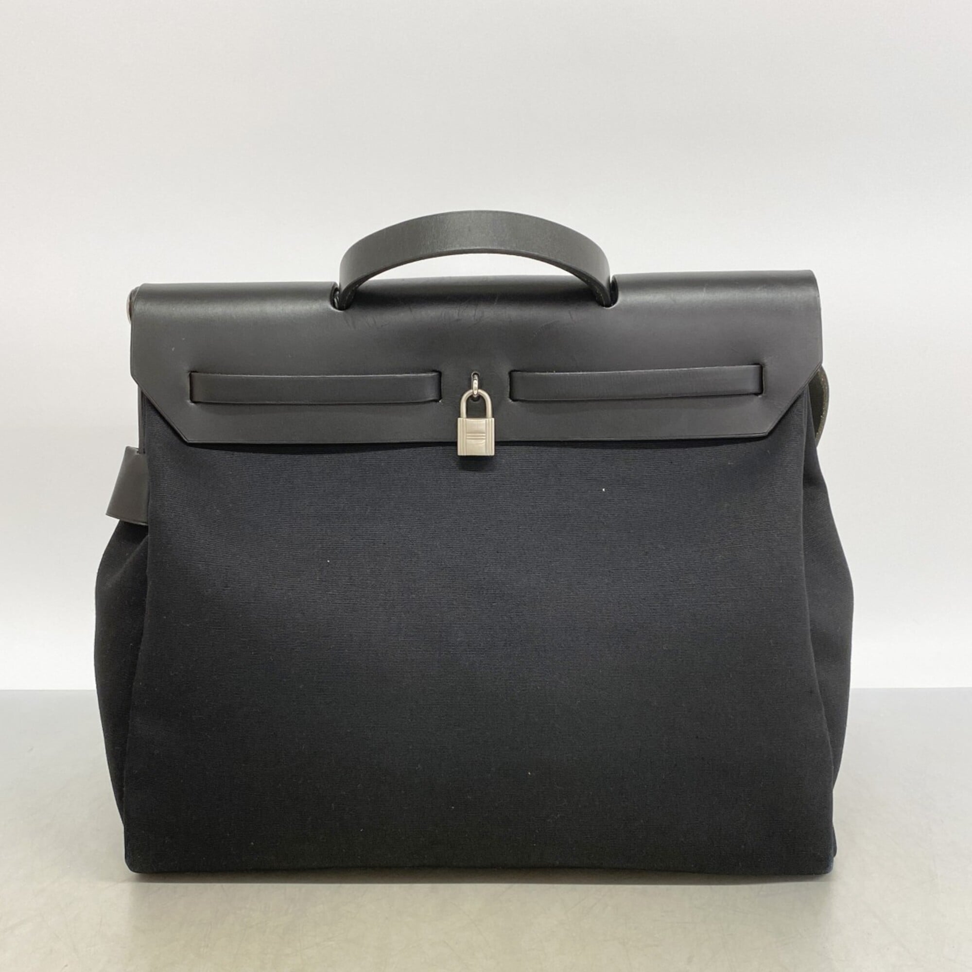 Hermes Black Toile Officier Handbag (Pre-Owned)