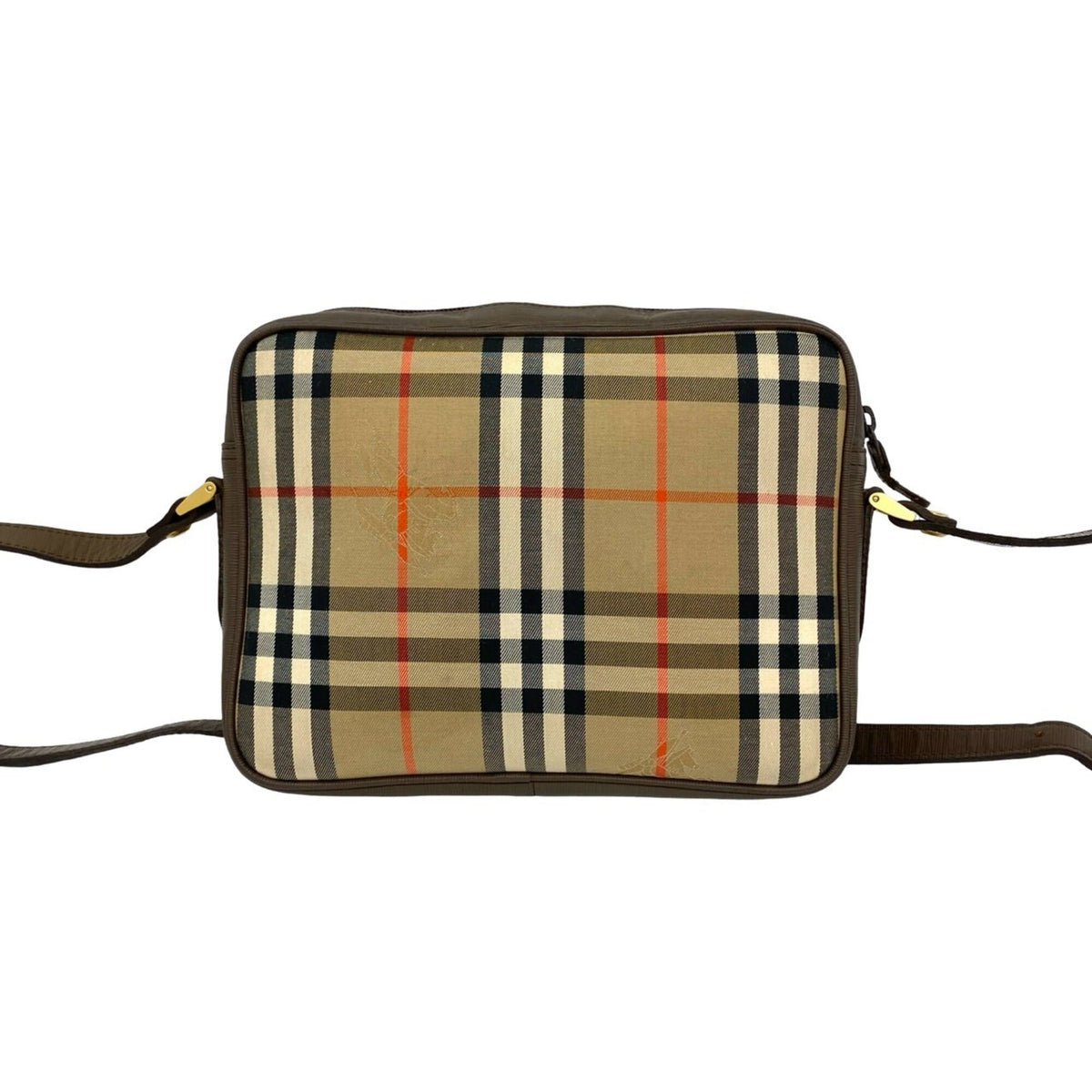 Burberry Beige Brown Canvas Leather Shoulder Bag (Pre-Owned)