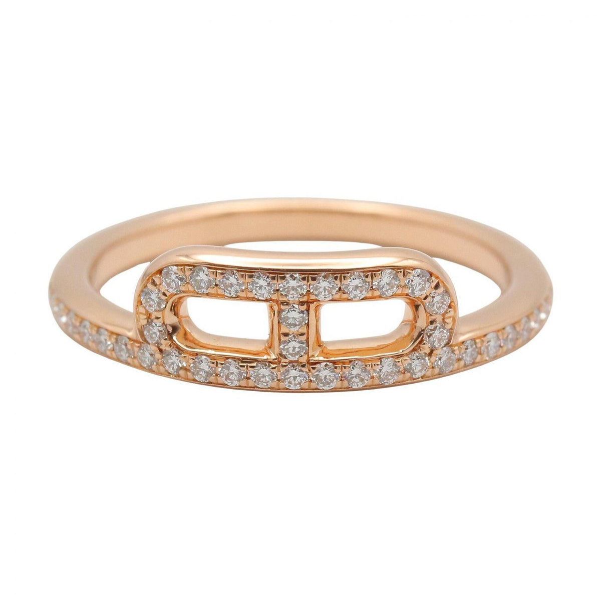 Hermes Gold Clear Pink Gold (18K) Band Ring (Pre-Owned)