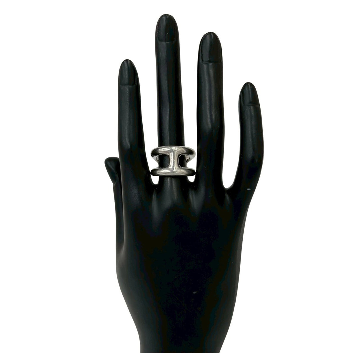 Hermes Silver Silver 925 Band Ring (Pre-Owned)