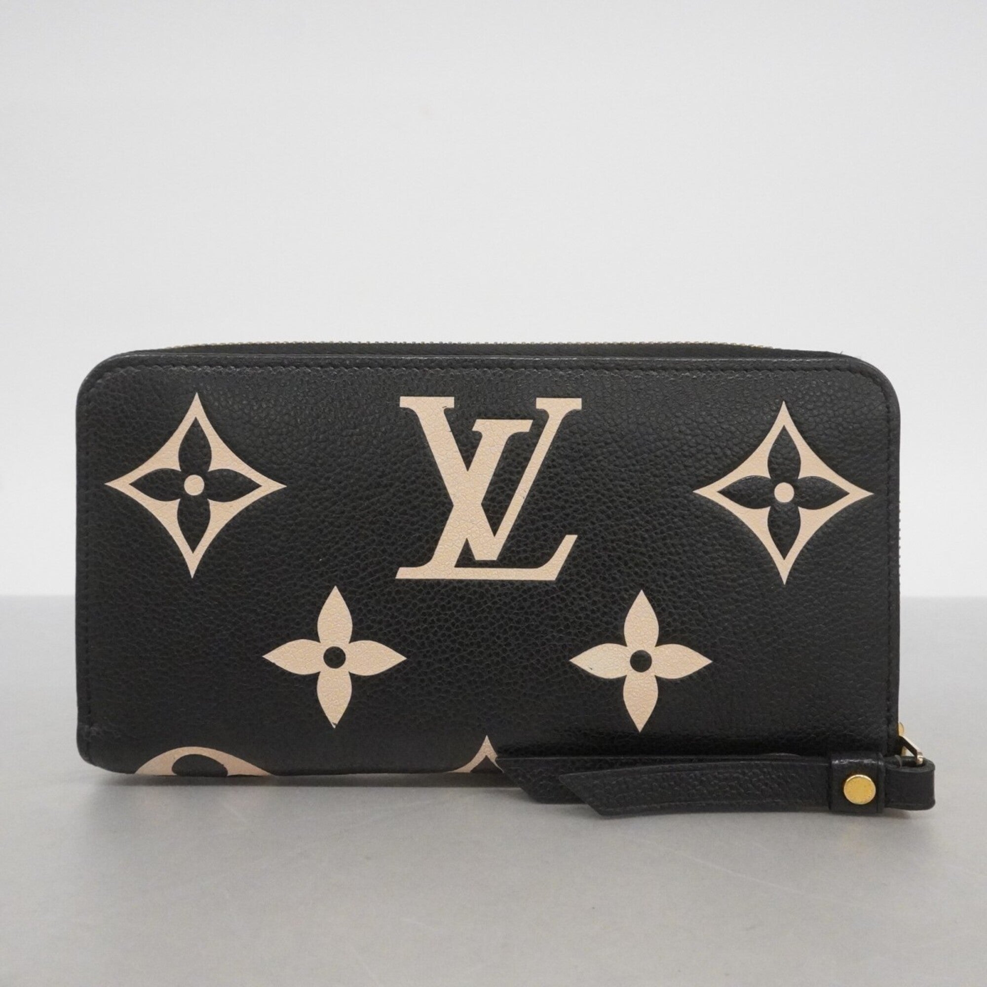 Louis Vuitton Beige Black Long Wallet (Bi-Fold) (Pre-Owned)