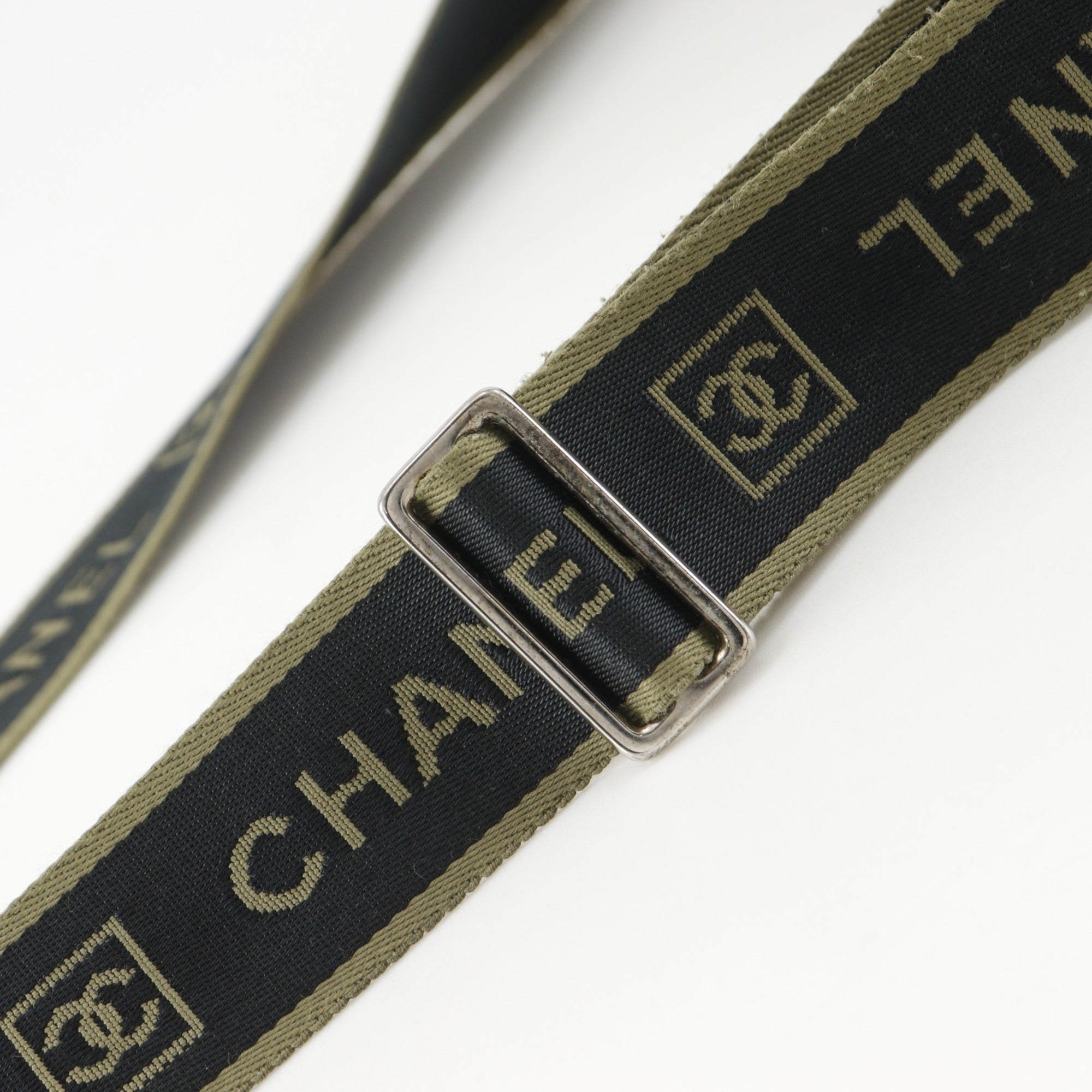 Chanel Black Khaki Nylon Canvas Shoulder Bag (Pre-Owned)