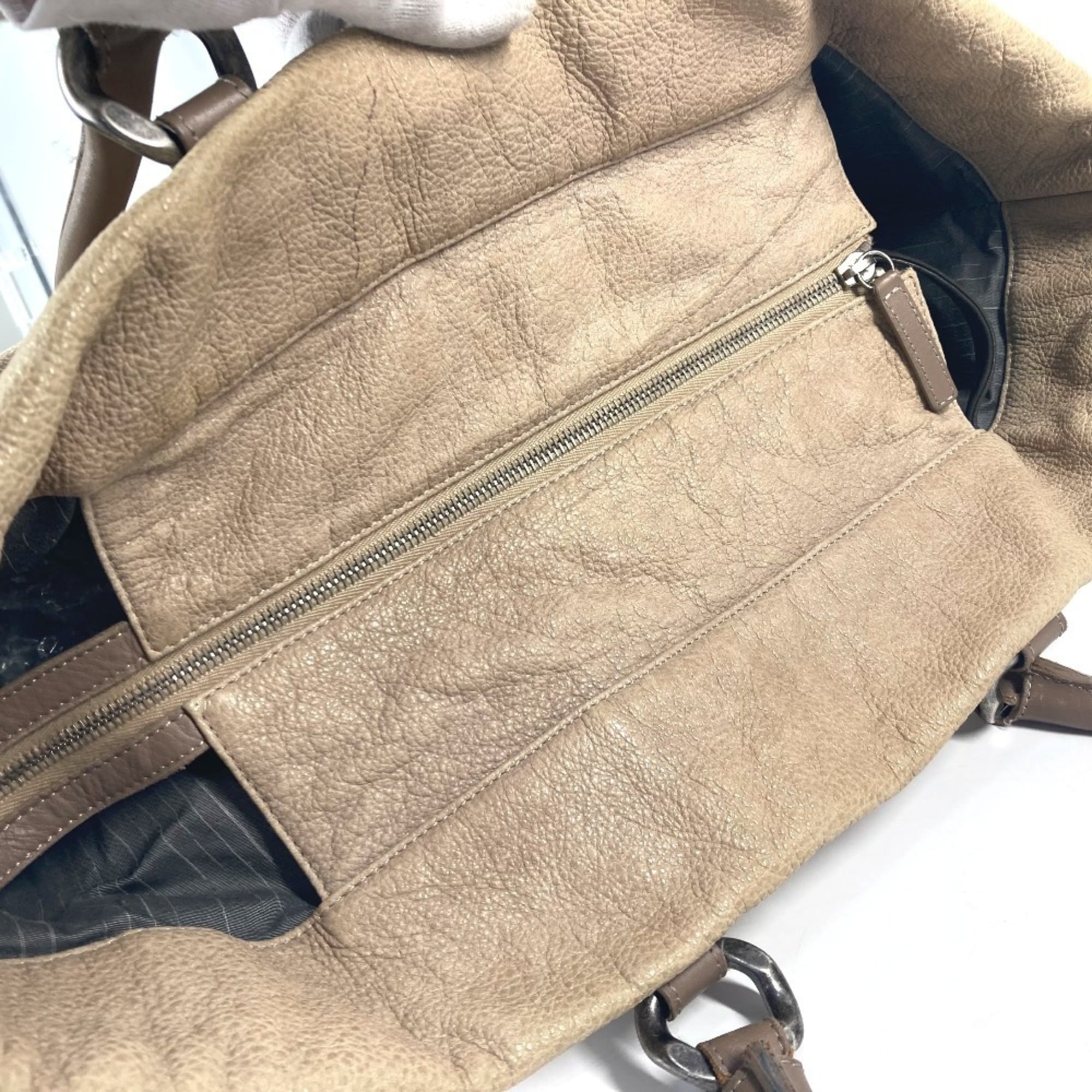Chanel Beige Leather Shoulder Bag Tote Bag (Pre-Owned)