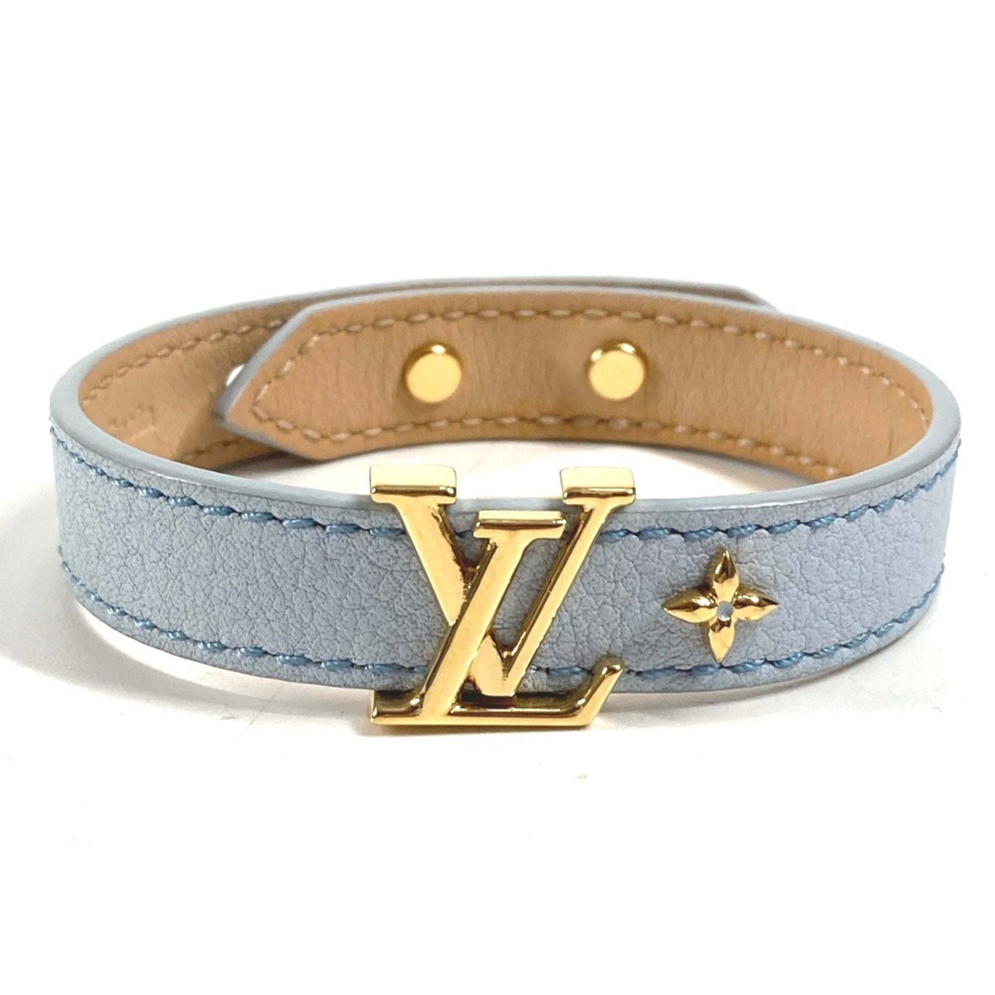 Louis Vuitton Light Blue Leather Charm Bracelet (Pre-Owned)