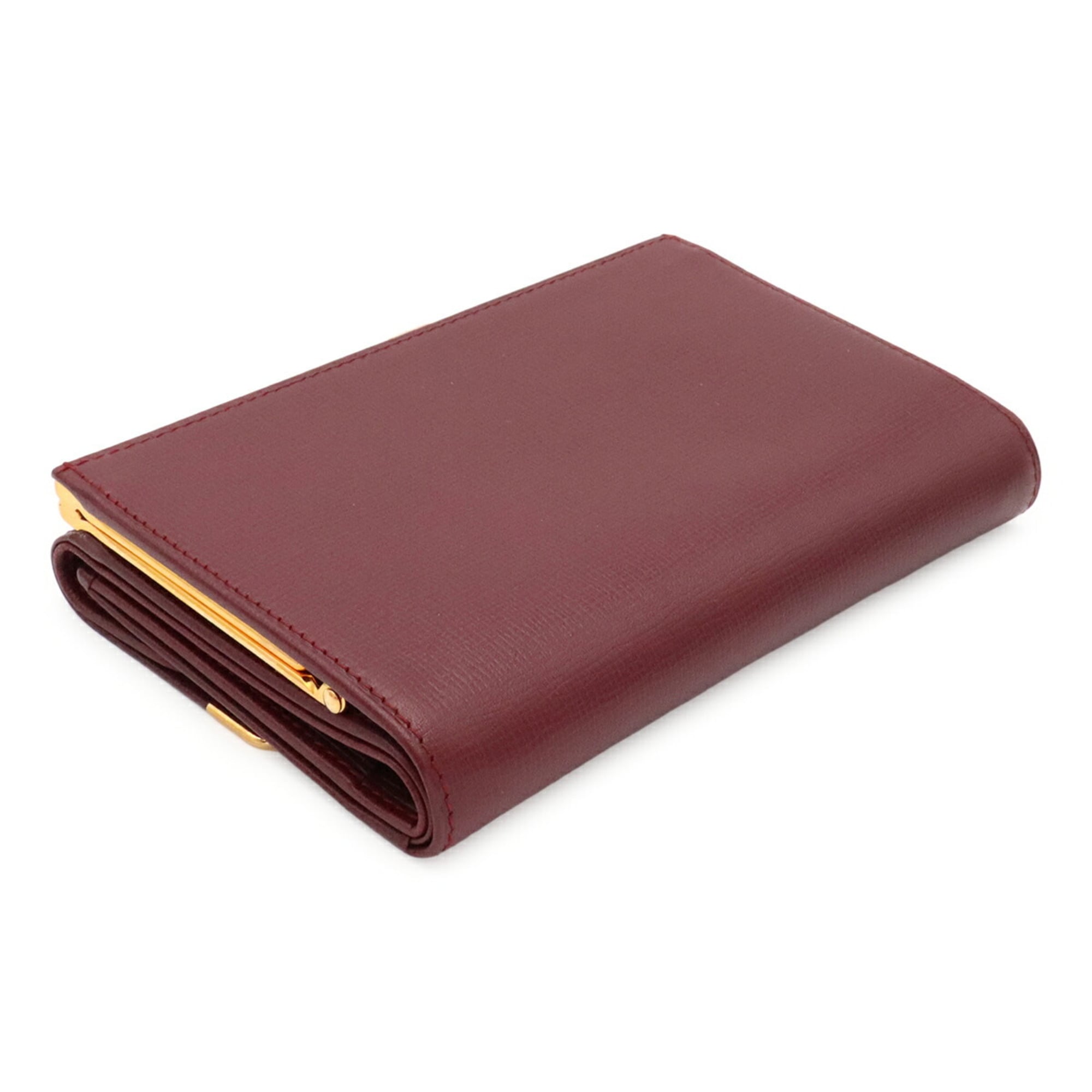 Cartier Bordeaux Leather Wallet (Tri-Fold) (Pre-Owned)
