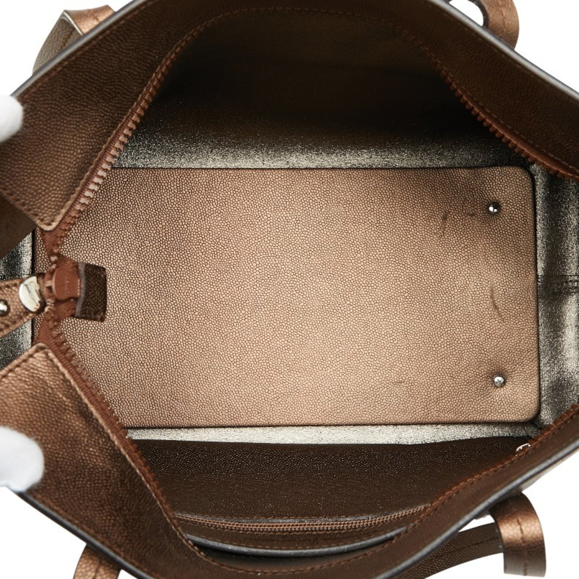 Salvatore Ferragamo Bronze Brown Leather Shoulder Bag Tote Bag (Pre-Owned)