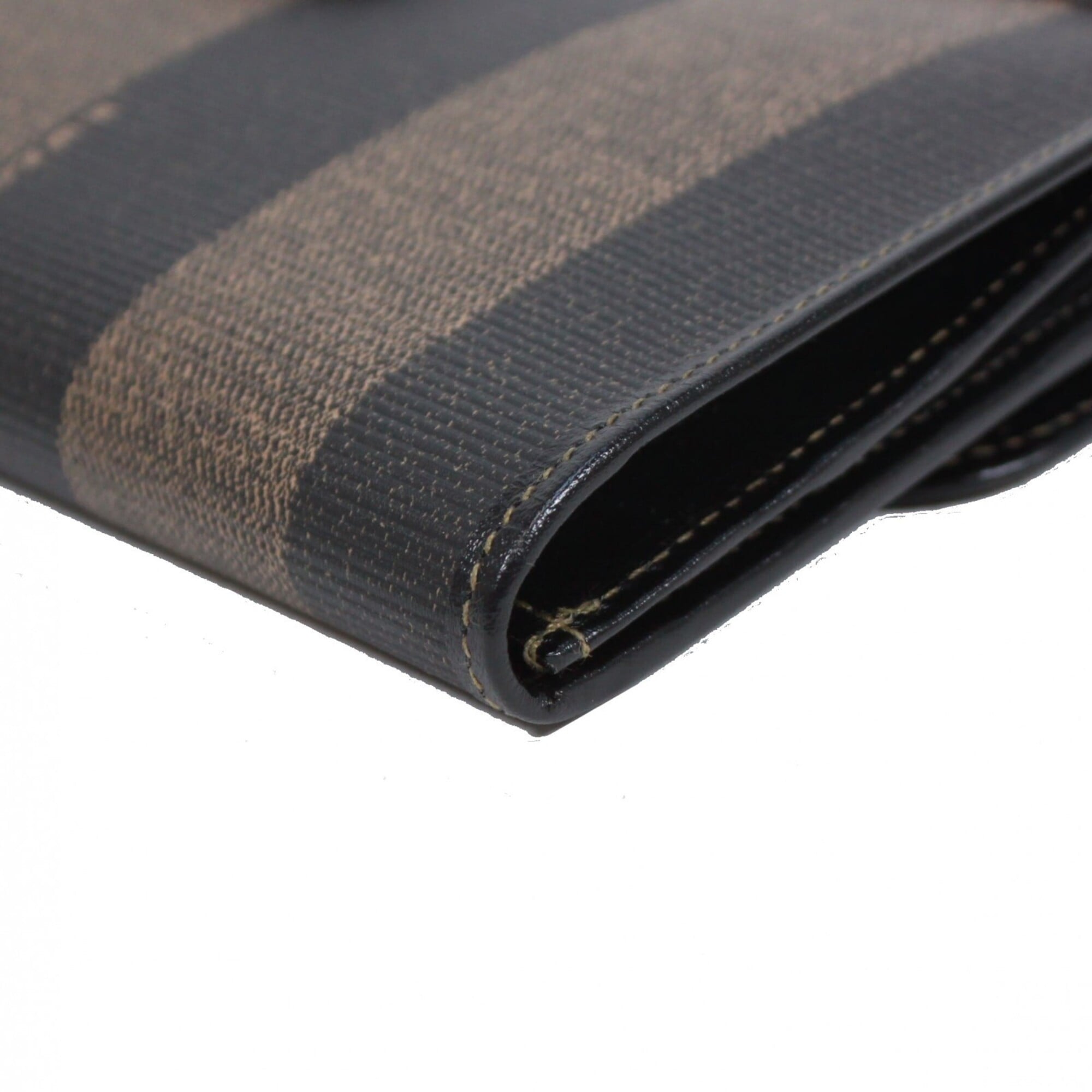 Fendi Black Khaki Pvc Leather Long Wallet (Bi-Fold) (Pre-Owned)