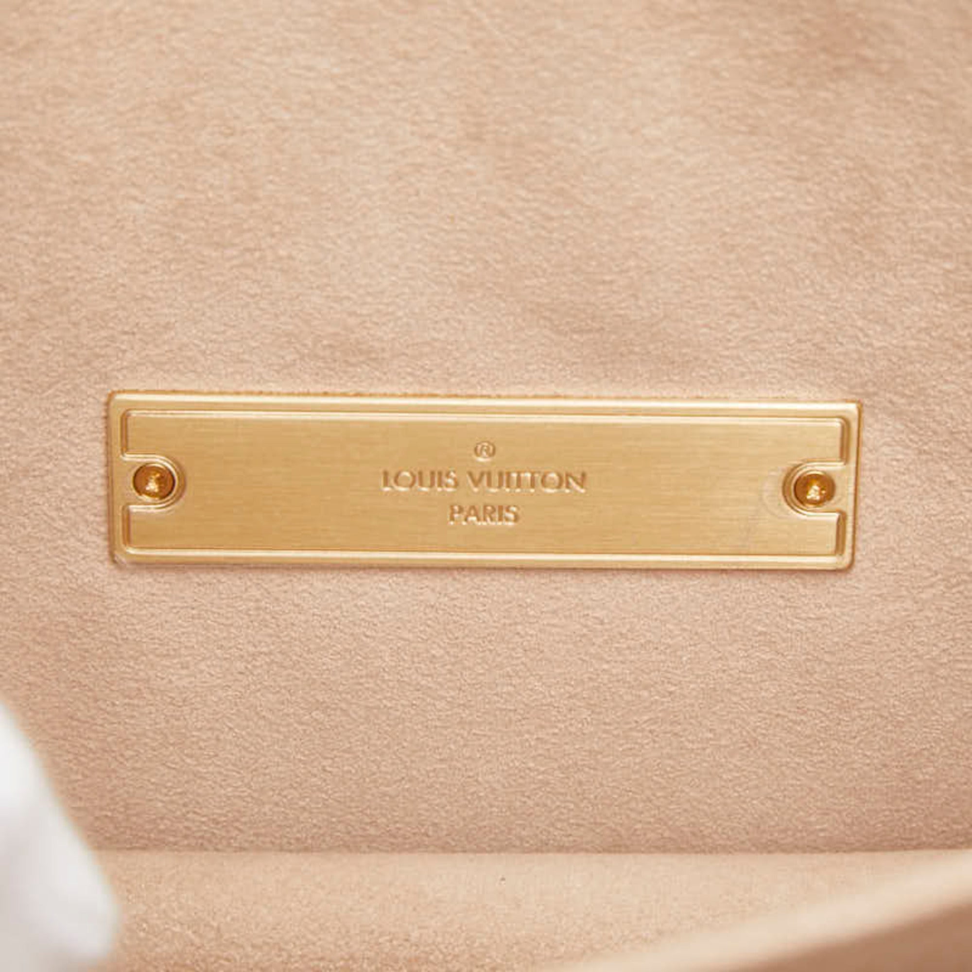 Louis Vuitton Pink Beige Leather Straw Shoulder Bag (Pre-Owned)