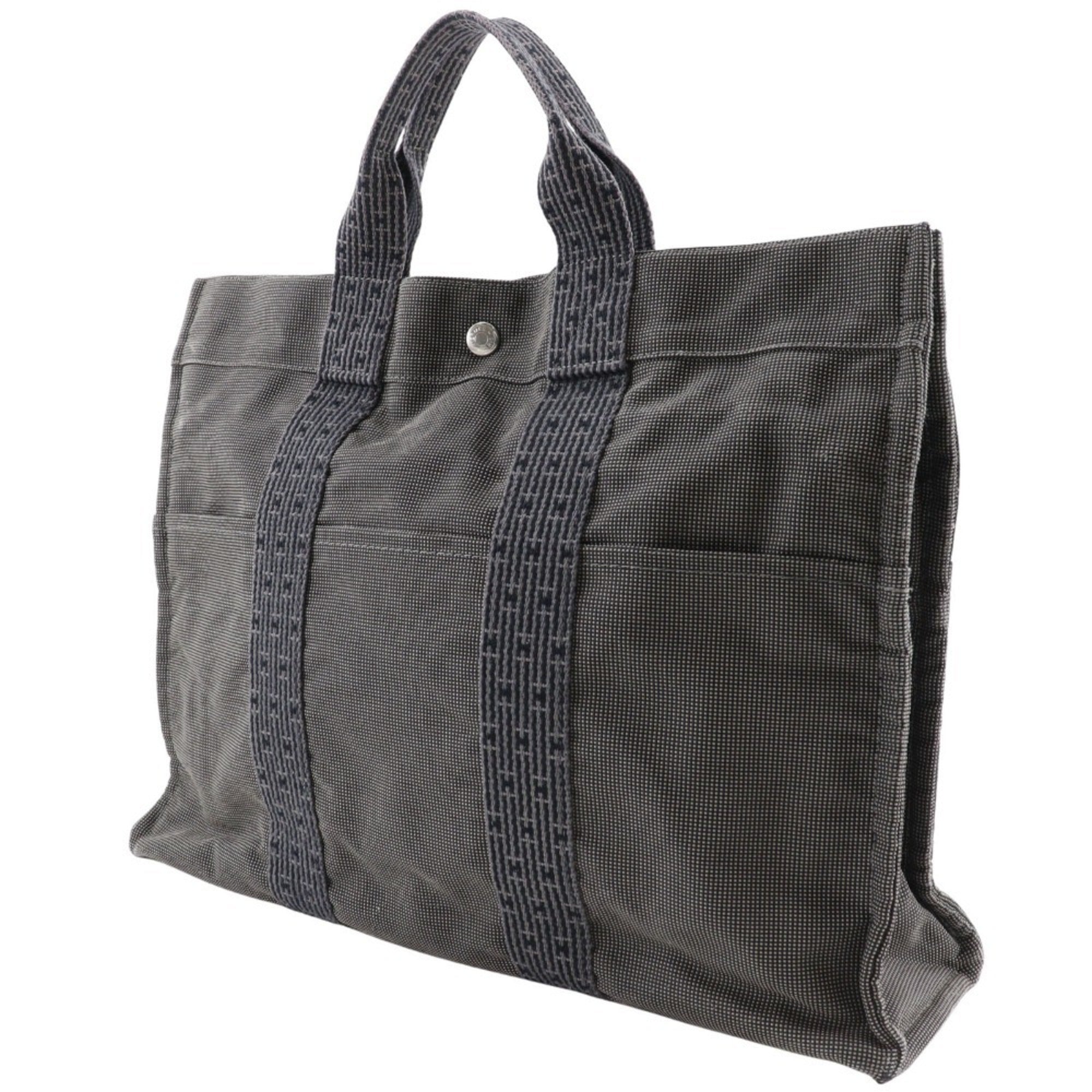 Hermes Gray Nylon Canvas Handbag (Pre-Owned)