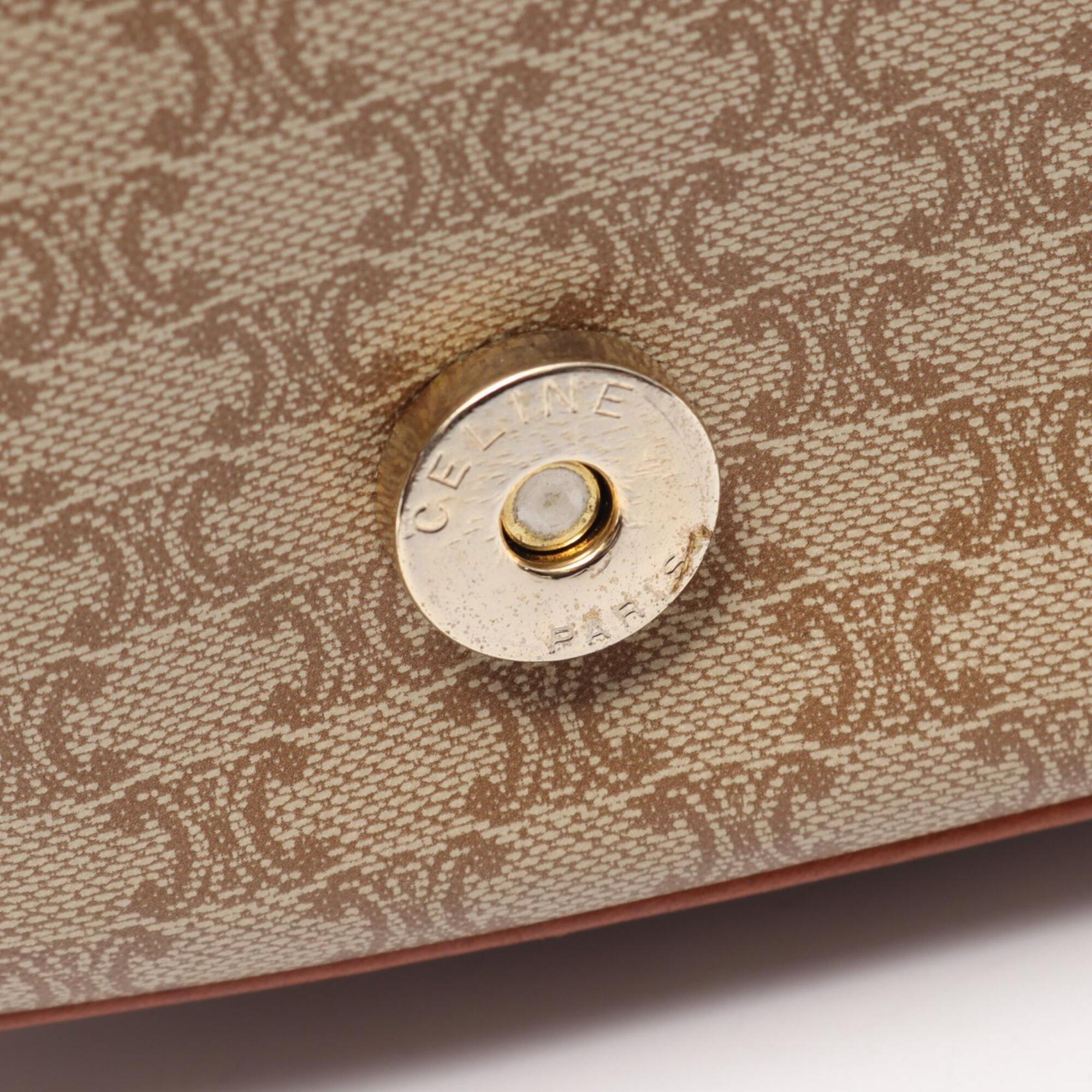 Celine Beige Brown Coated Canvas Leather Handbag Shoulder Bag (Pre-Owned)
