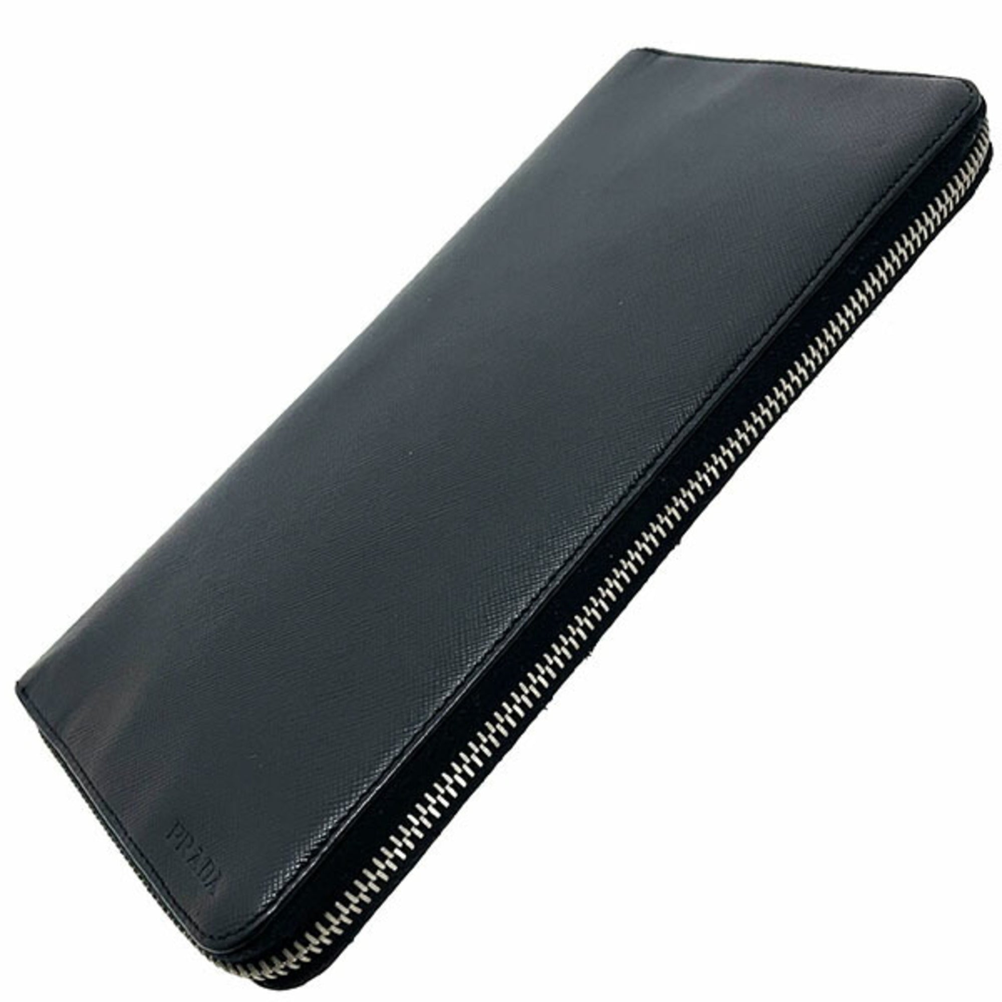 Prada Black Leather Long Wallet (Bi-Fold) (Pre-Owned)