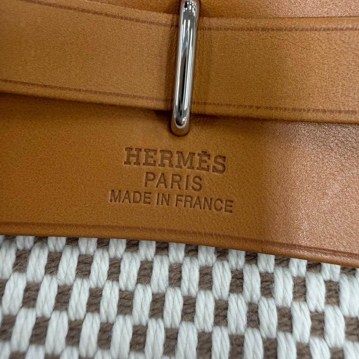 Hermes Beige Black Natural Leather Shoulder Bag (Pre-Owned)