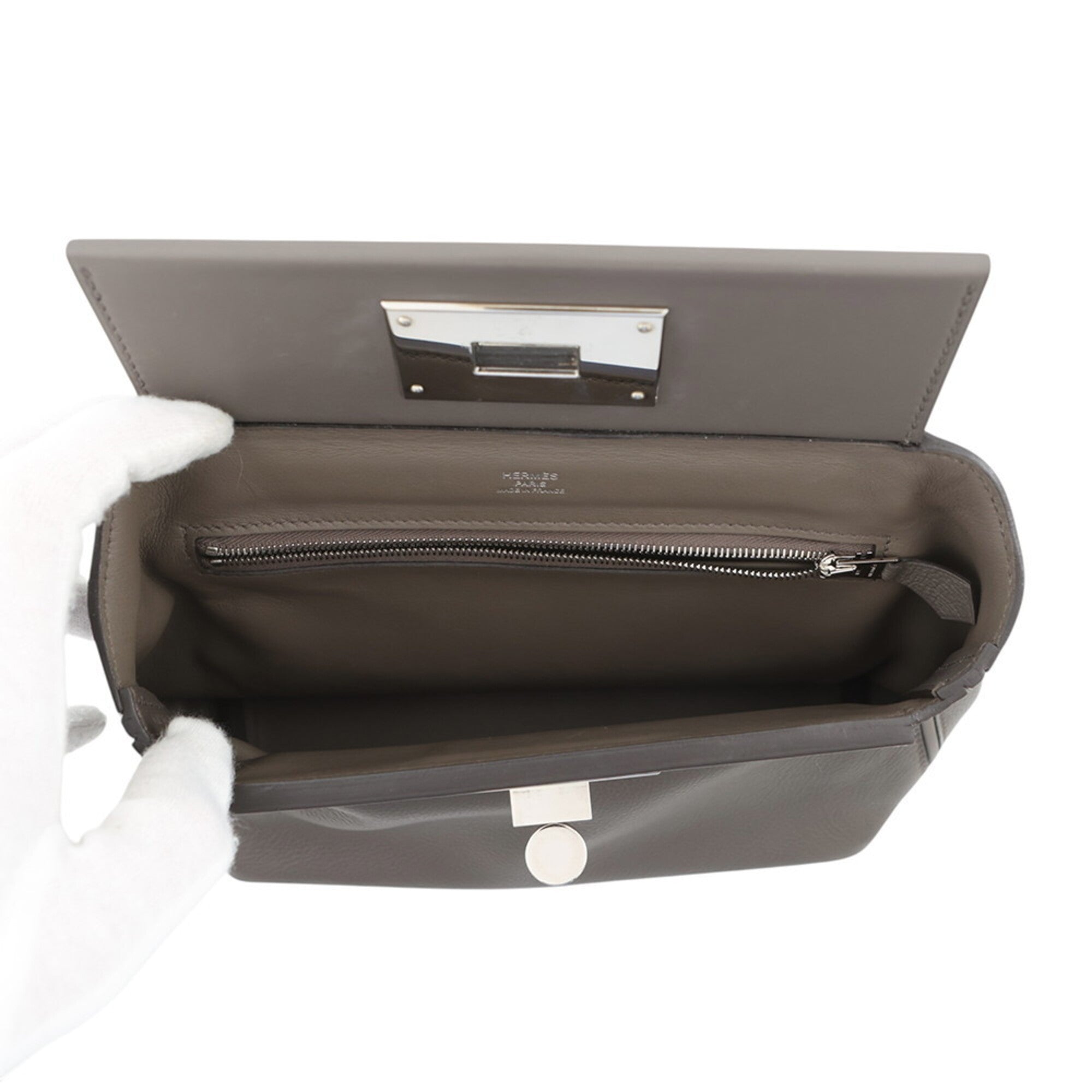 Hermes Etain Swift Leather Handbag Shoulder Bag (Pre-Owned)