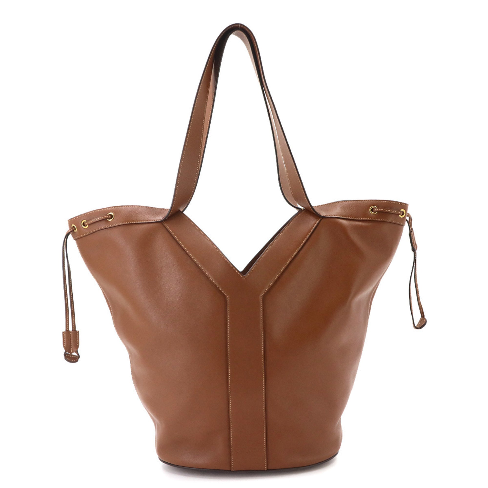 Saint Laurent Brown Leather Handbag Tote Bag (Pre-Owned)