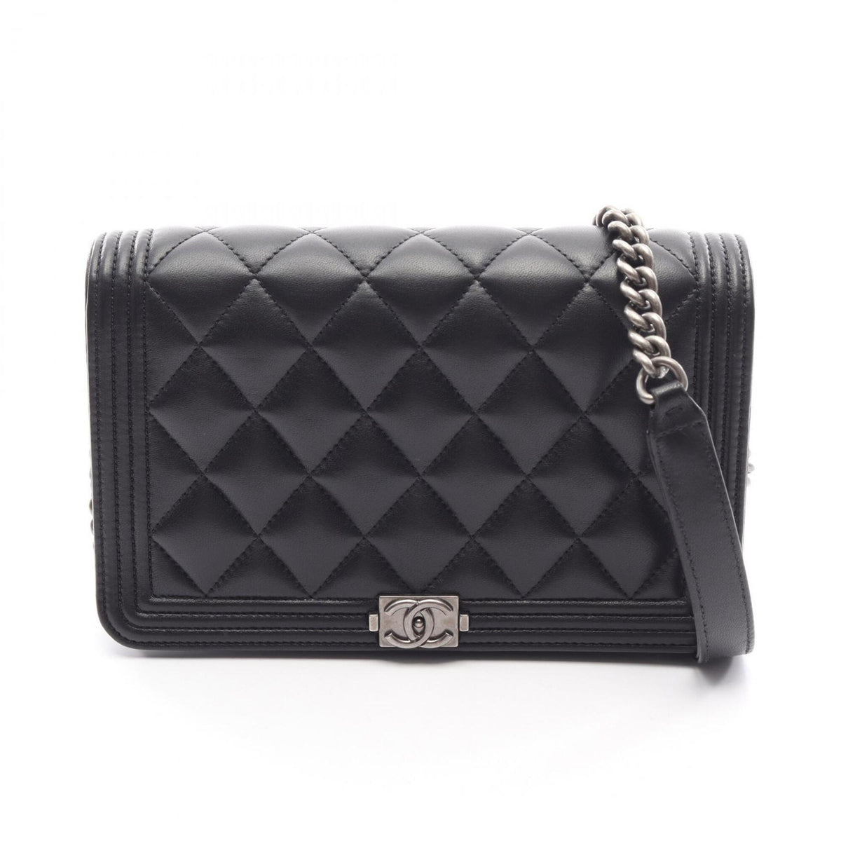 Chanel Black Leather Handbag Shoulder Bag (Pre-Owned)