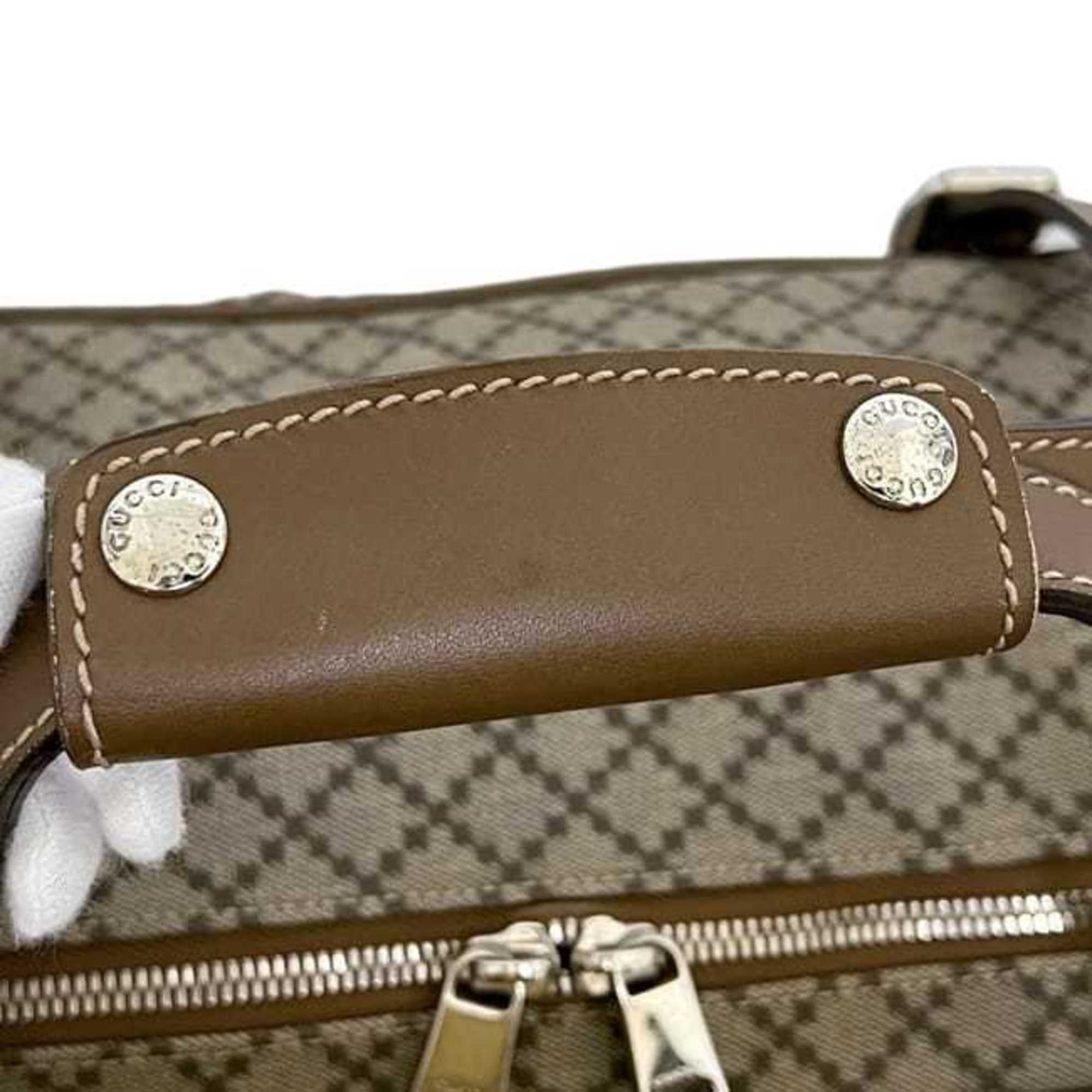 Gucci Beige Brown Pvc Leather Boston Bag Shoulder Bag (Pre-Owned)