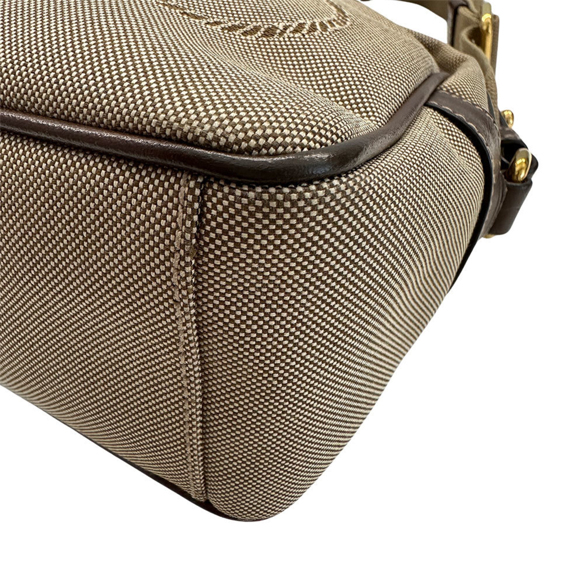 Prada Beige Brown Nylon Canvas Handbag Shoulder Bag (Pre-Owned)
