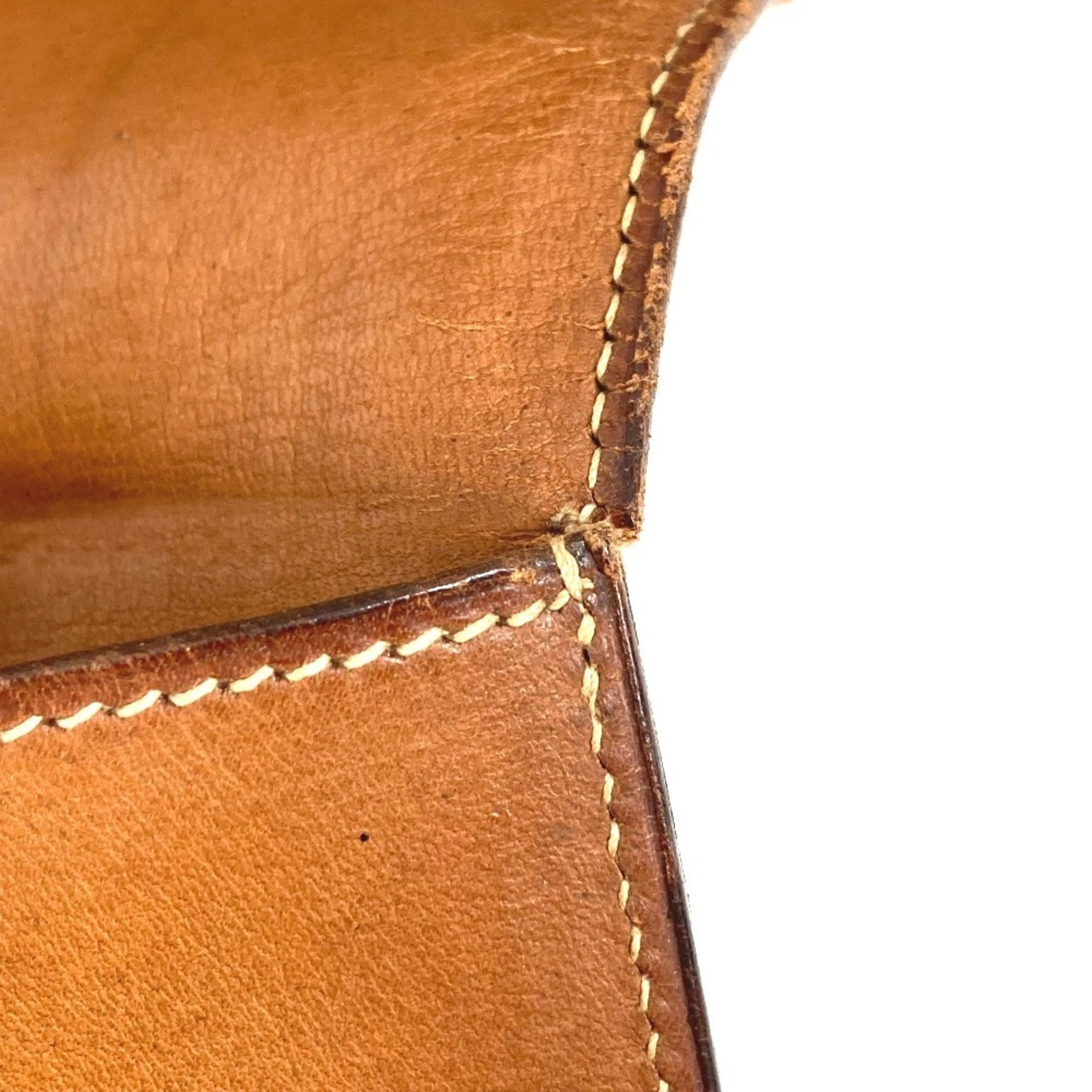 Hermes Beige Brown Leather Canvas Handbag Shoulder Bag (Pre-Owned)