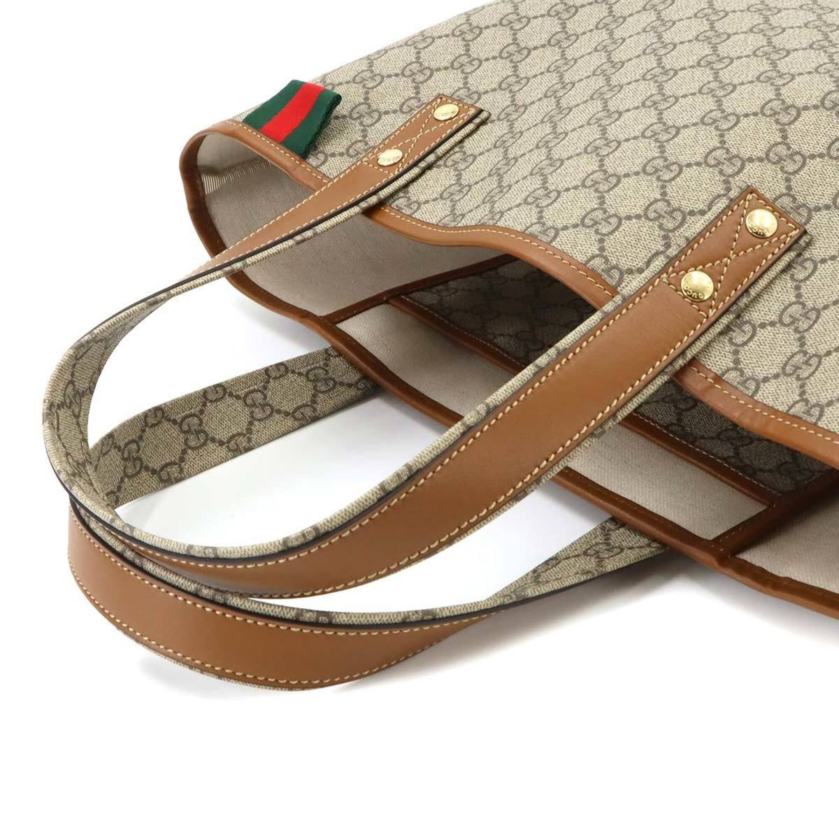 Gucci Beige Brown Gg Supreme Leather Handbag Tote Bag (Pre-Owned)