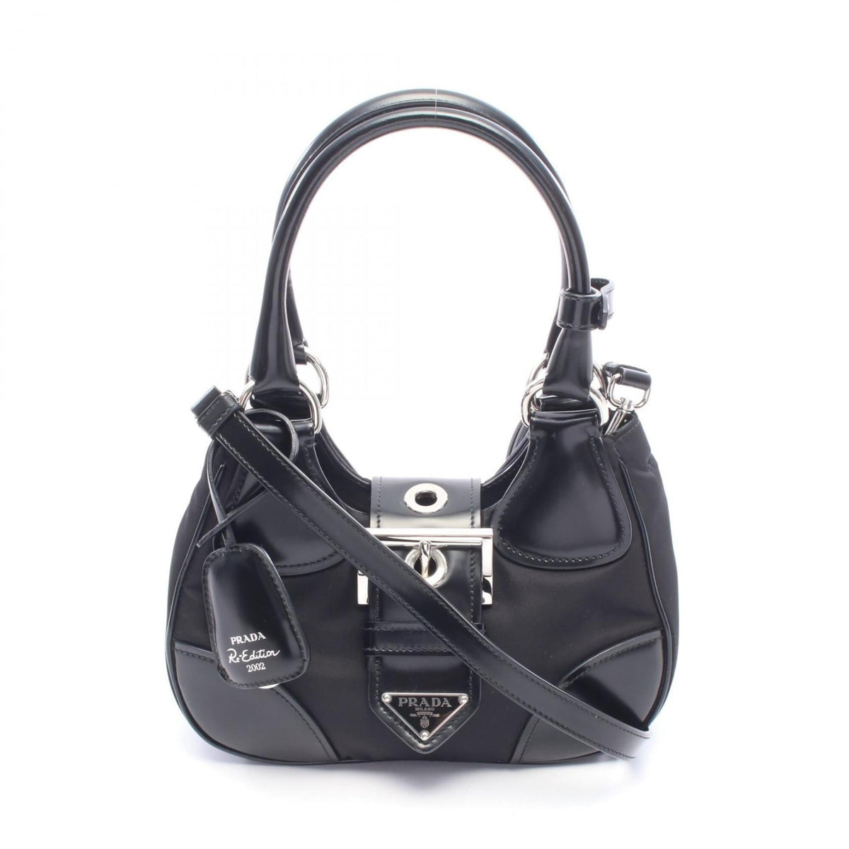 Prada Black Nylon Leather Handbag (Pre-Owned)
