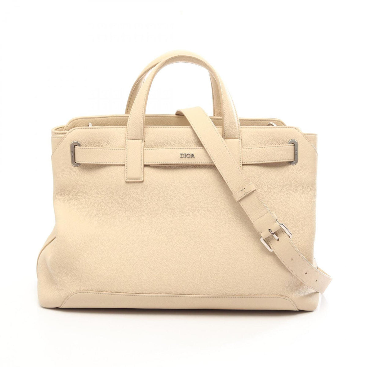 Christian Dior Beige Leather Tote Bag (Pre-Owned)