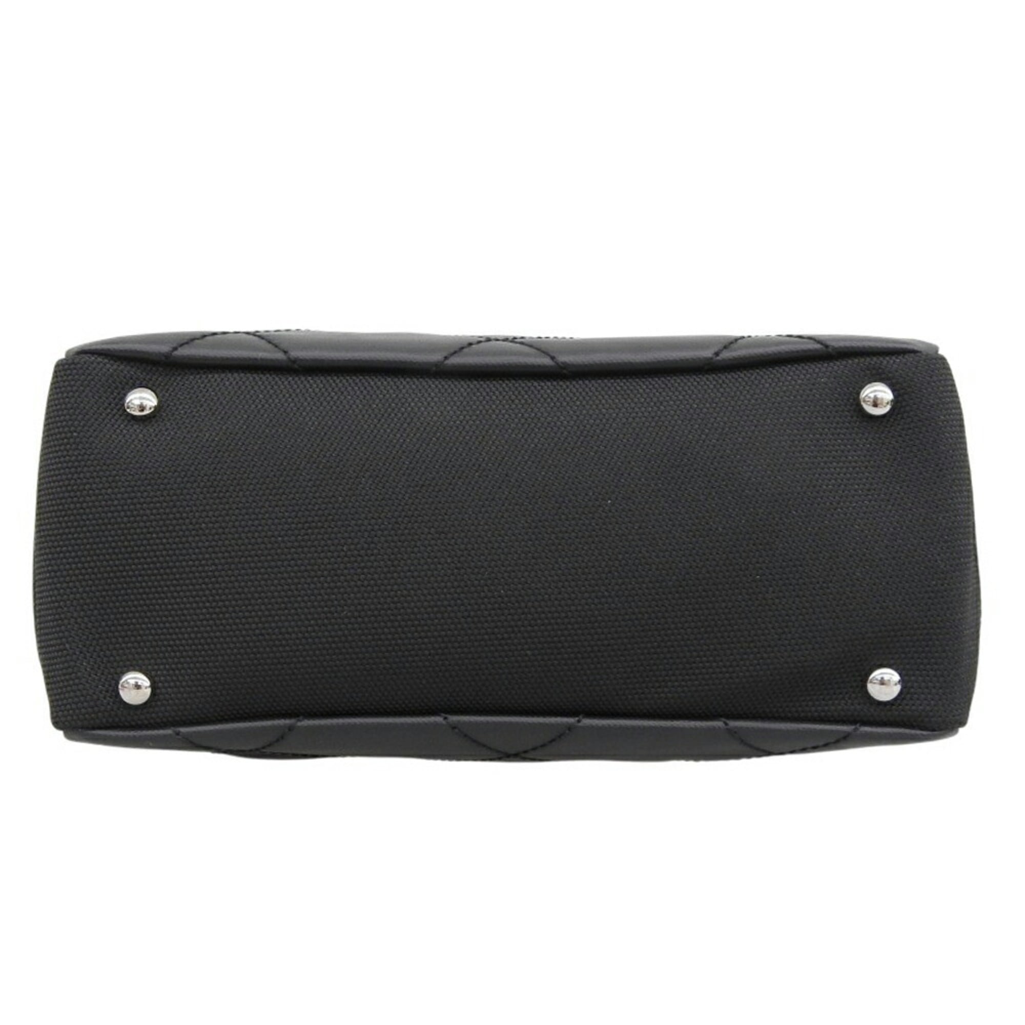Chanel Black Coated Canvas Leather Handbag Tote Bag (Pre-Owned)
