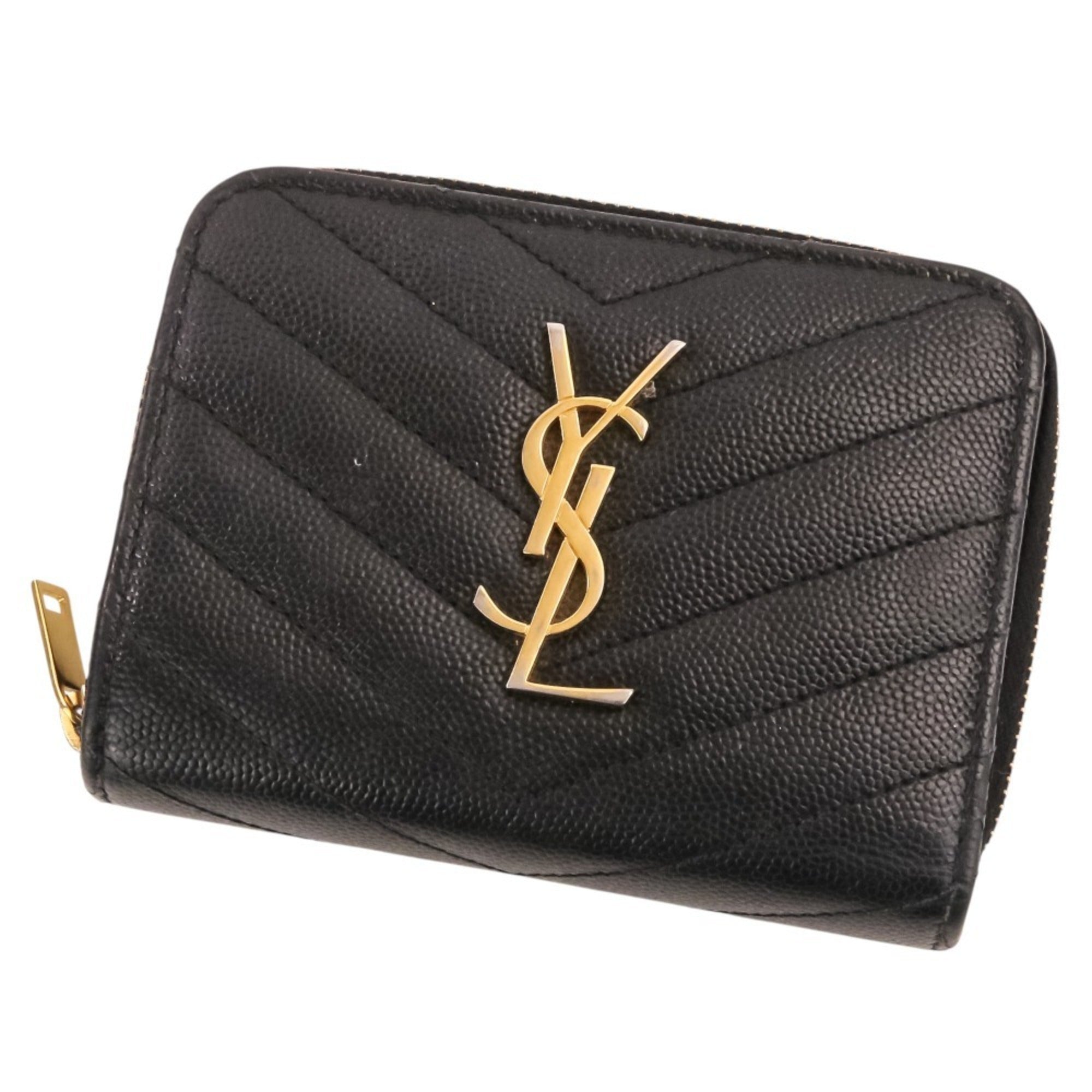 Yves Saint Laurent Black Leather Wallet (Bi-Fold) (Pre-Owned)