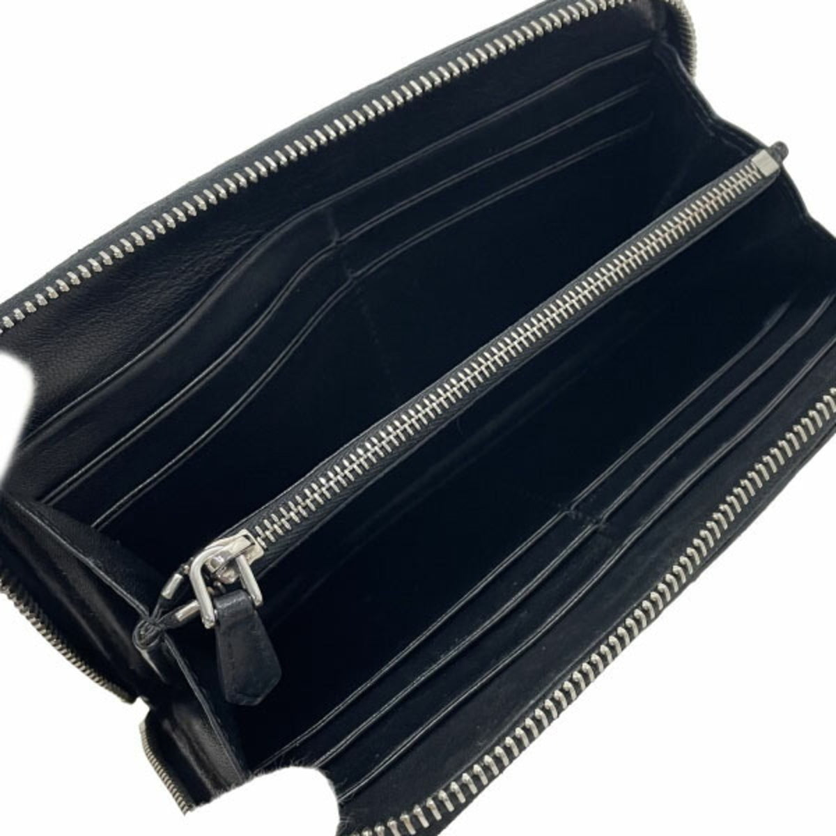 Prada Black Gray Nylon Leather Long Wallet (Bi-Fold) (Pre-Owned)