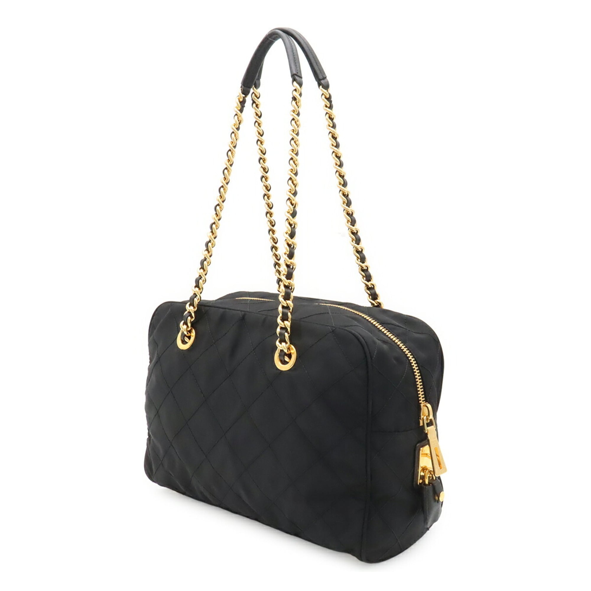 Prada Black Nero White Quilting Shoulder Bag (Pre-Owned)