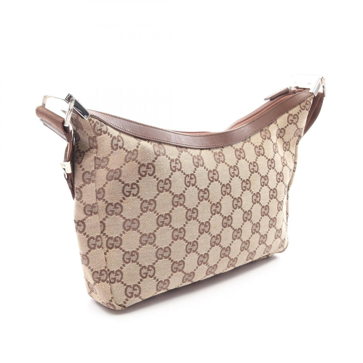Gucci Beige Brown Canvas Leather Handbag Shoulder Bag (Pre-Owned)