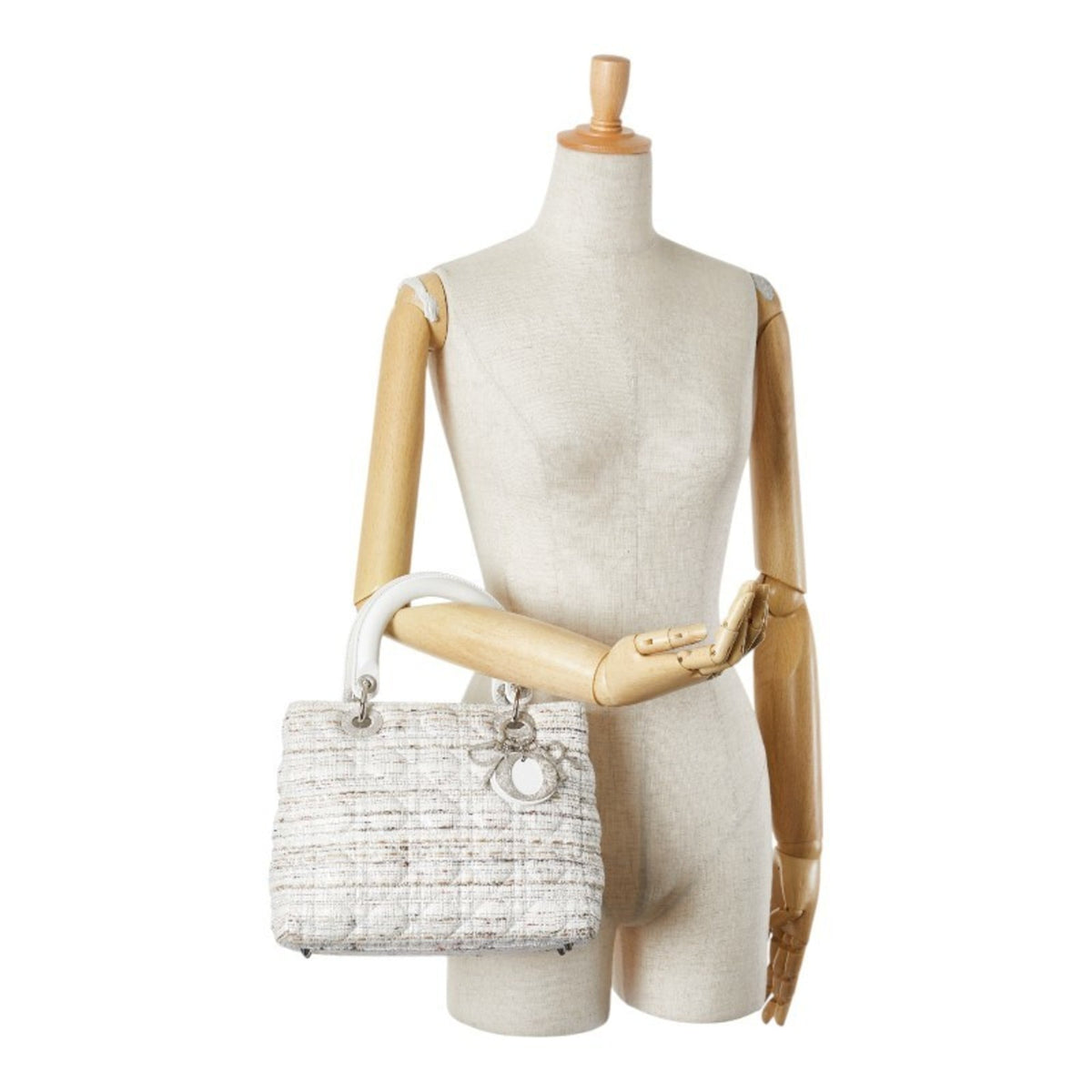 Christian Dior Multi-Color White Canvas Leather Handbag (Pre-Owned)