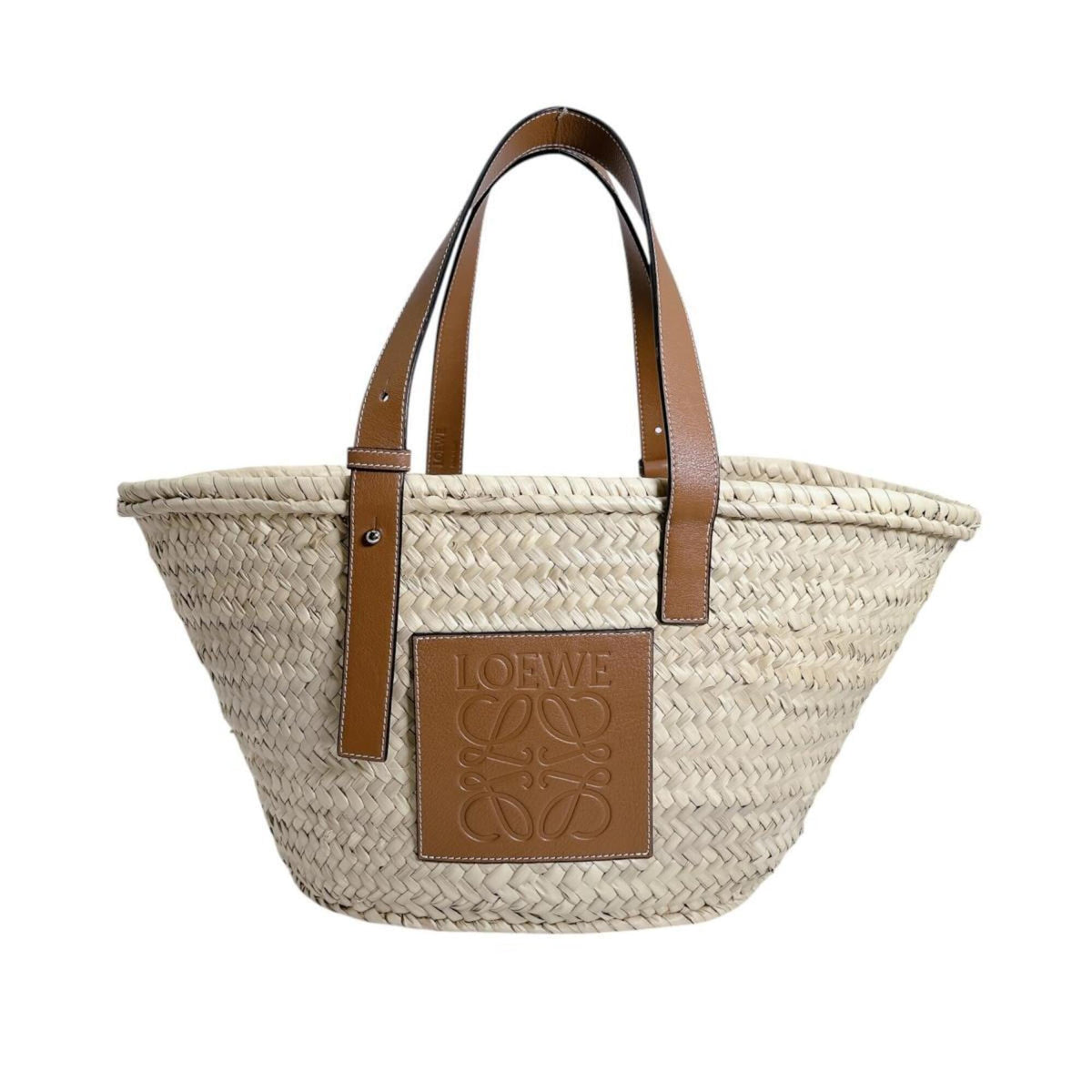 Loewe Beige Raffia Leather Basket Tote Bag (Pre-Owned)