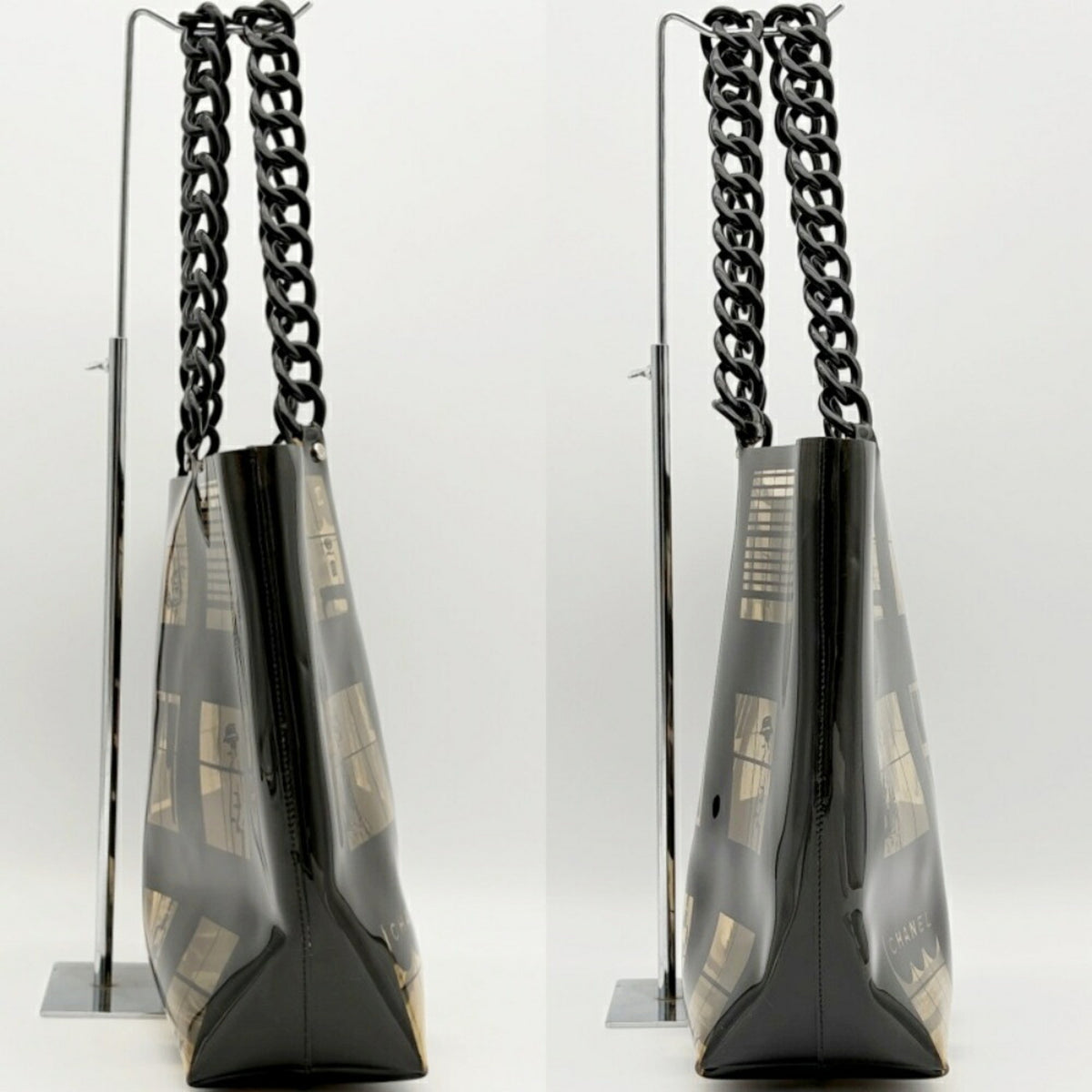 Chanel Black Clear Vinyl Plastic Tote Bag (Pre-Owned)