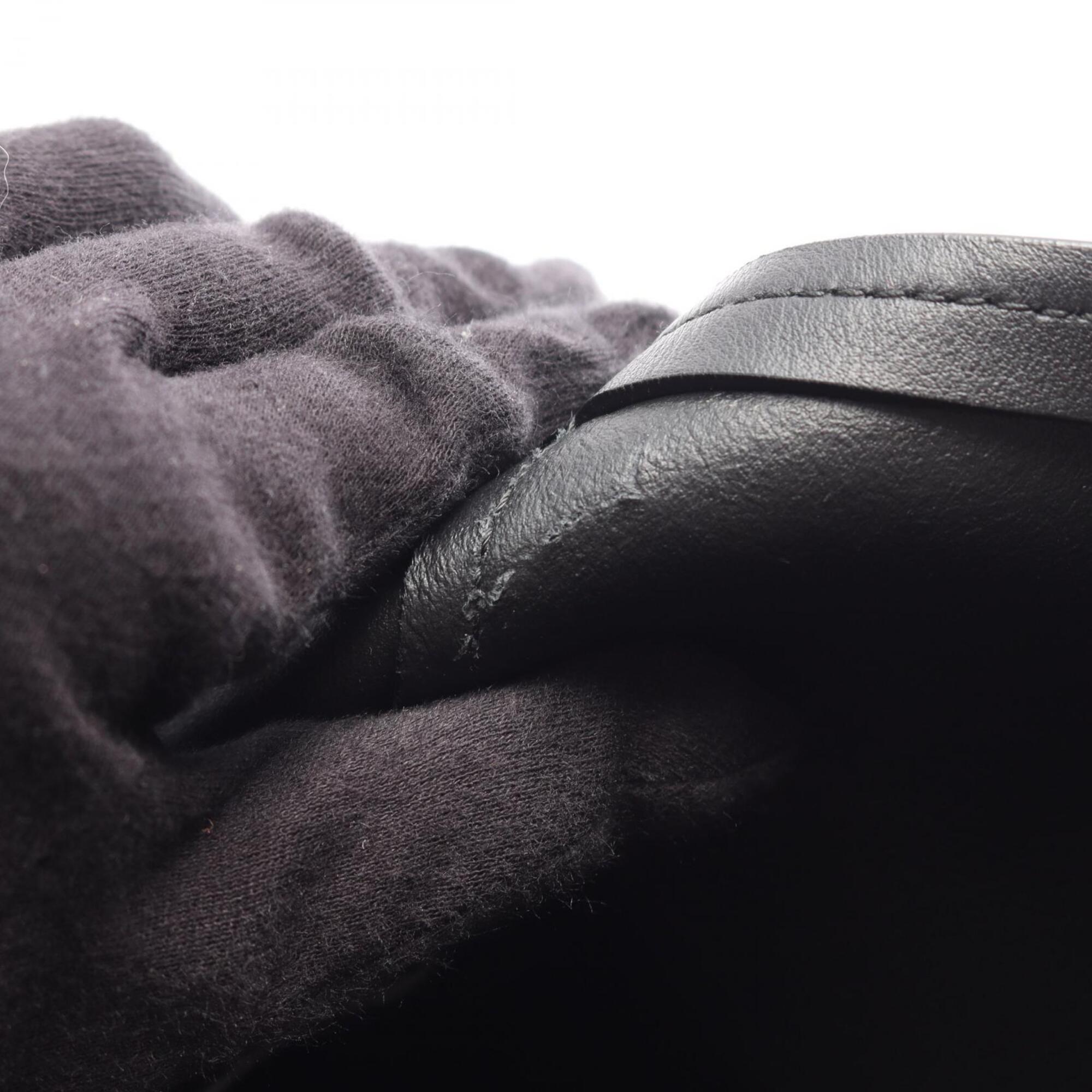 Prada Black Leather Handbag Pouch Tote Bag (Pre-Owned)