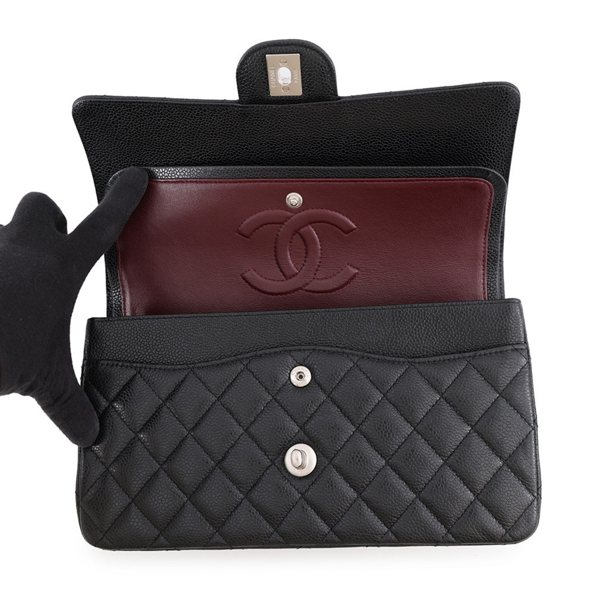 Chanel Matelasse Black Grained Calfskin Handbag Shoulder Bag (Pre-Owned)