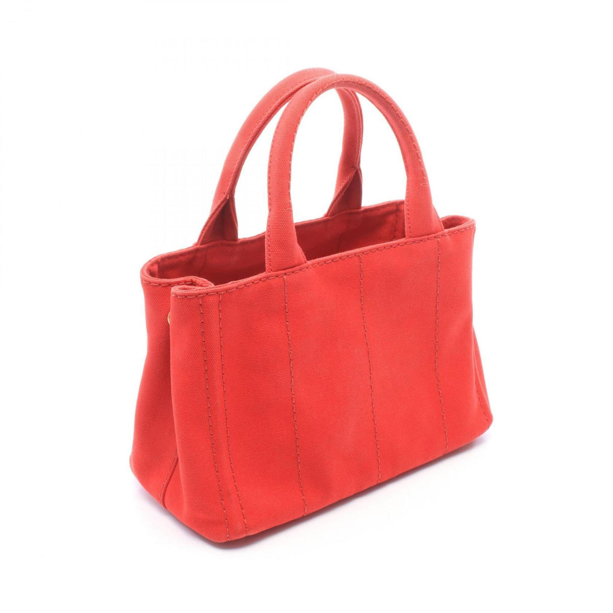Prada Red Color Canvas Handbag Tote Bag (Pre-Owned)