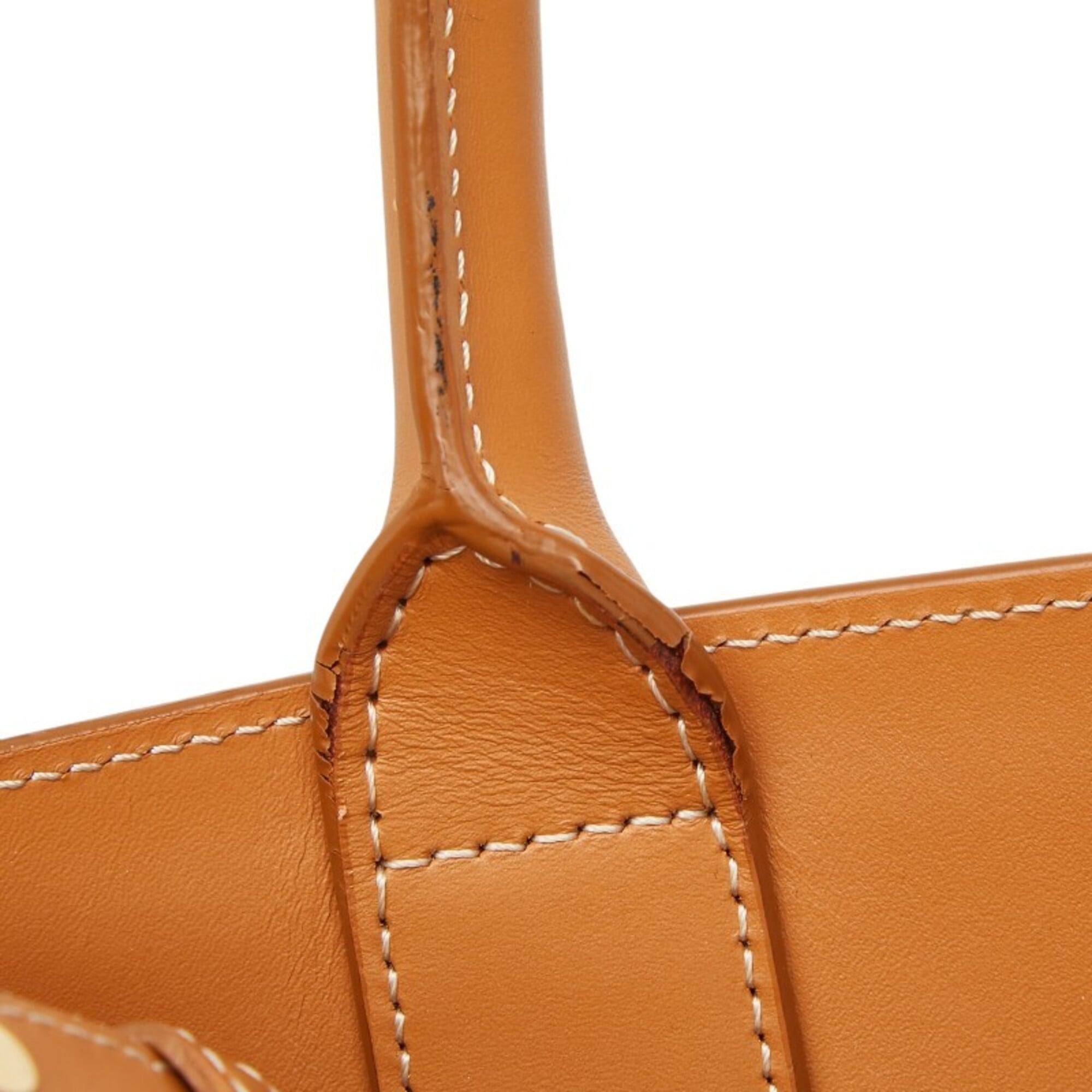 Celine Cabas Brown Ivory Canvas Leather Handbag Shoulder Bag (Pre-Owned)
