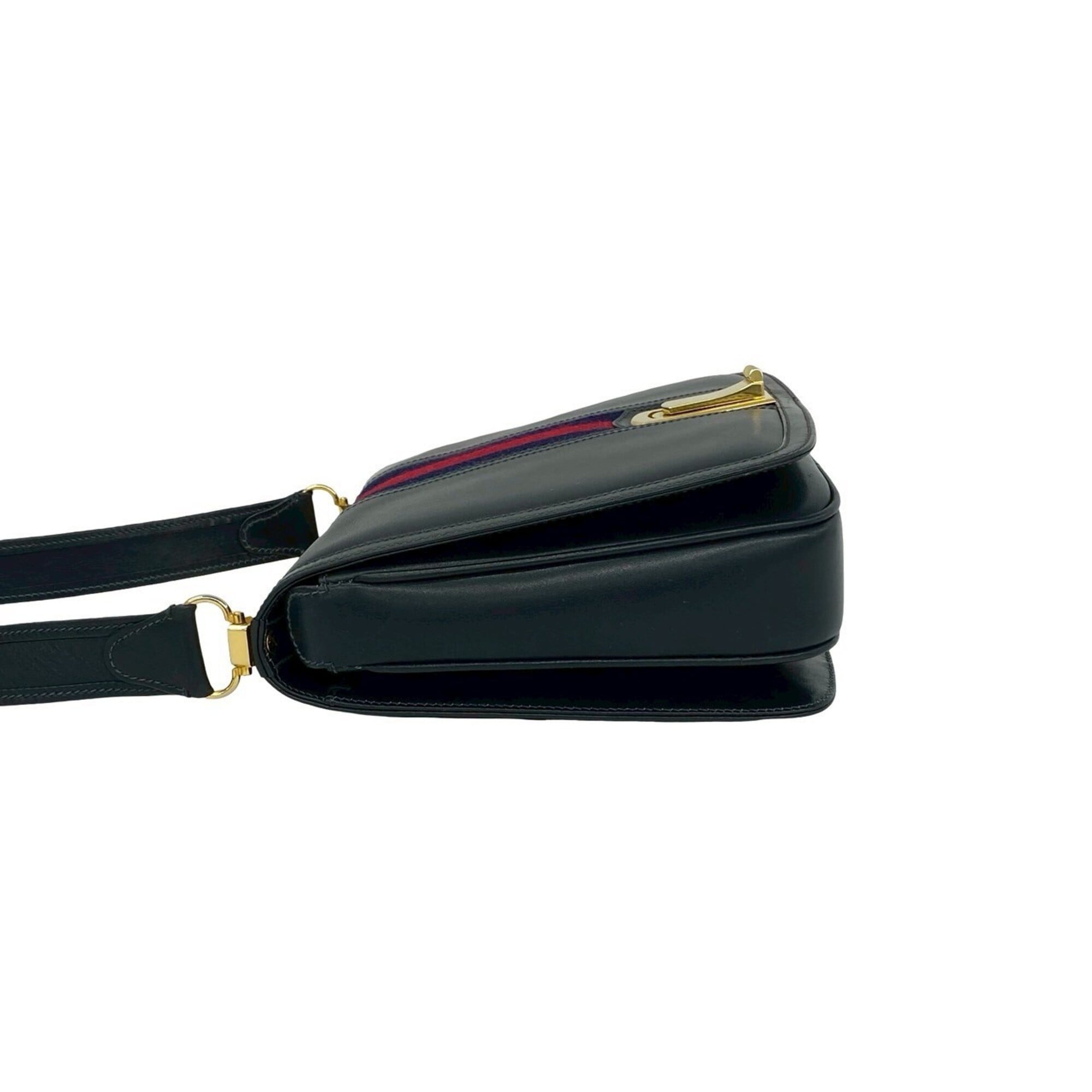 Gucci Navy Red Color Leather Pochette Shoulder Bag (Pre-Owned)
