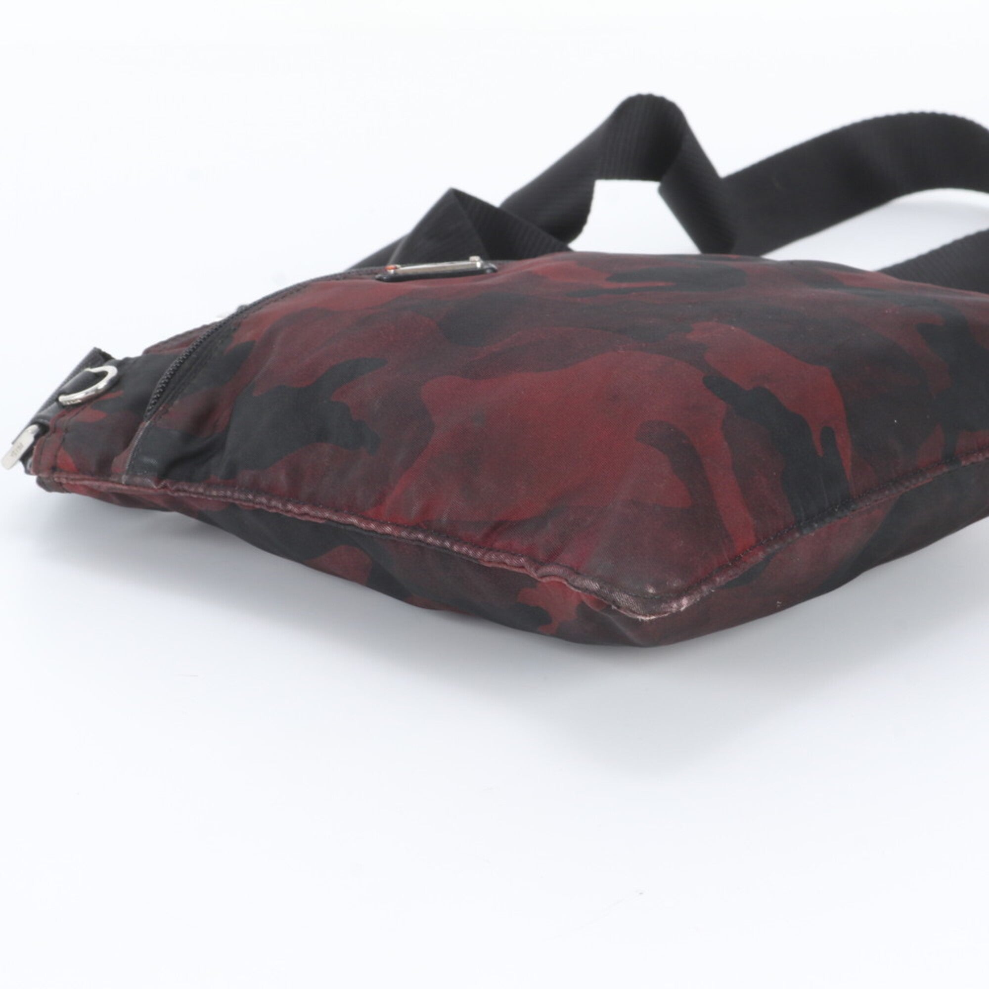 Prada Black Red Color Messenger Bag Shoulder Bag (Pre-Owned)