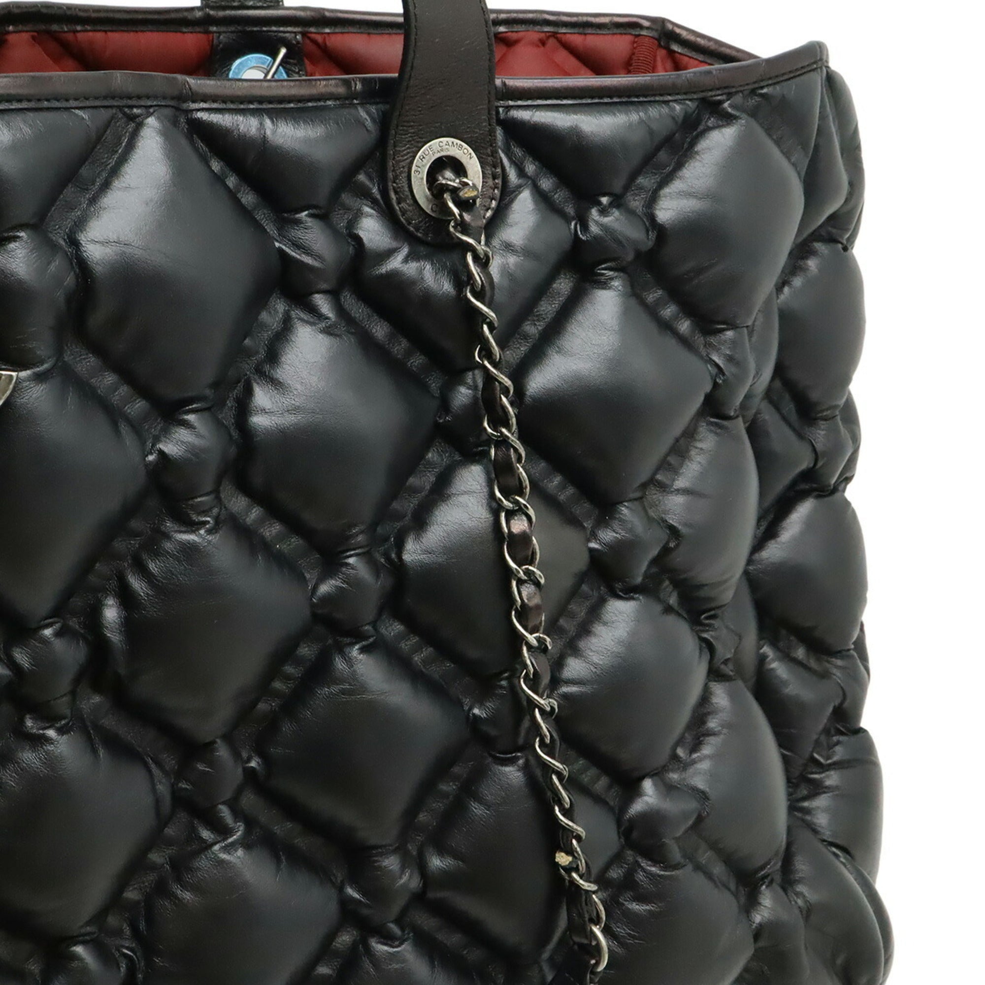 Chanel Black Leather Handbag Pouch Tote Bag (Pre-Owned)