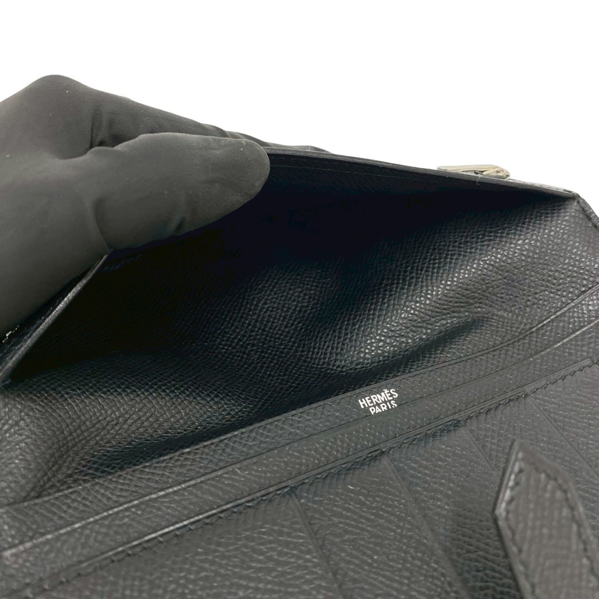 Hermes Black Epsom Leather Long Wallet (Bi-Fold) (Pre-Owned)