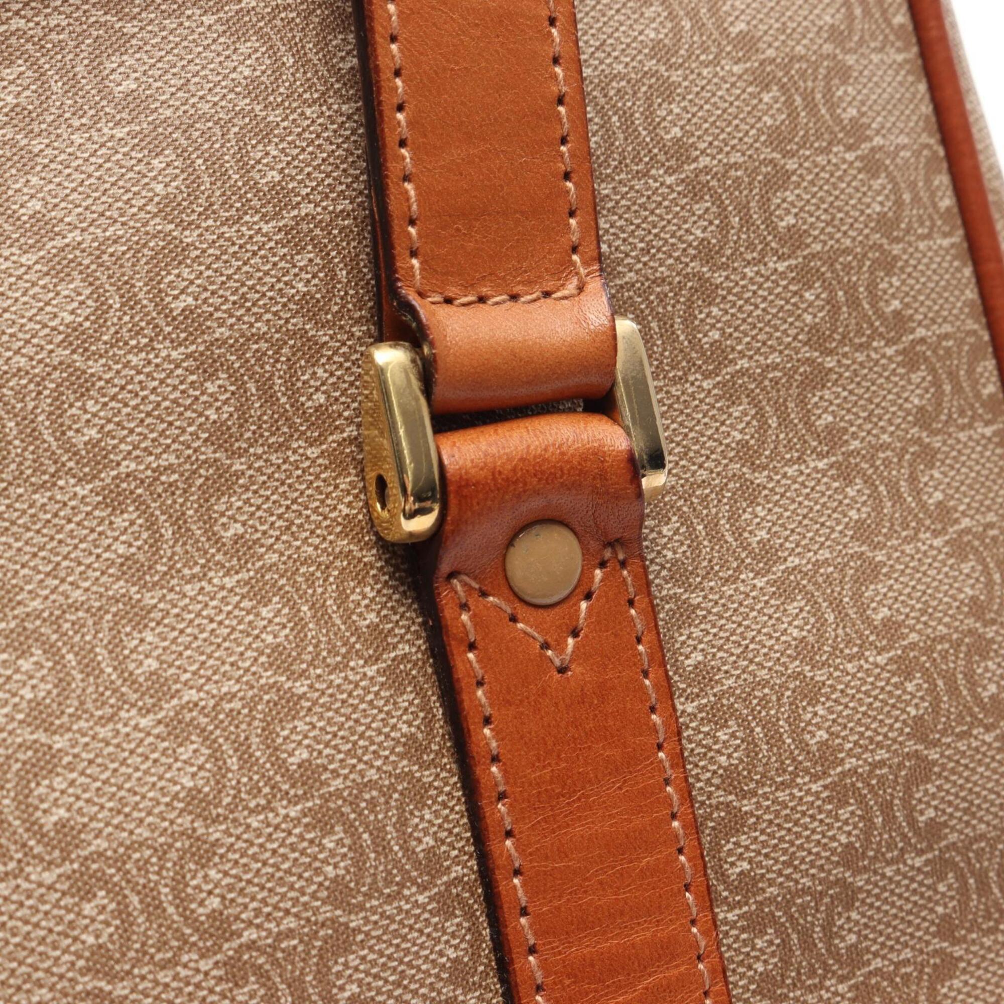 Celine Beige Brown Coated Canvas Leather Handbag (Pre-Owned)